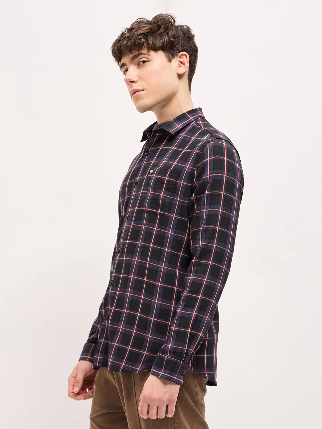 Men Multi-Color Checked Slim Fit Casual Shirt - Image 3