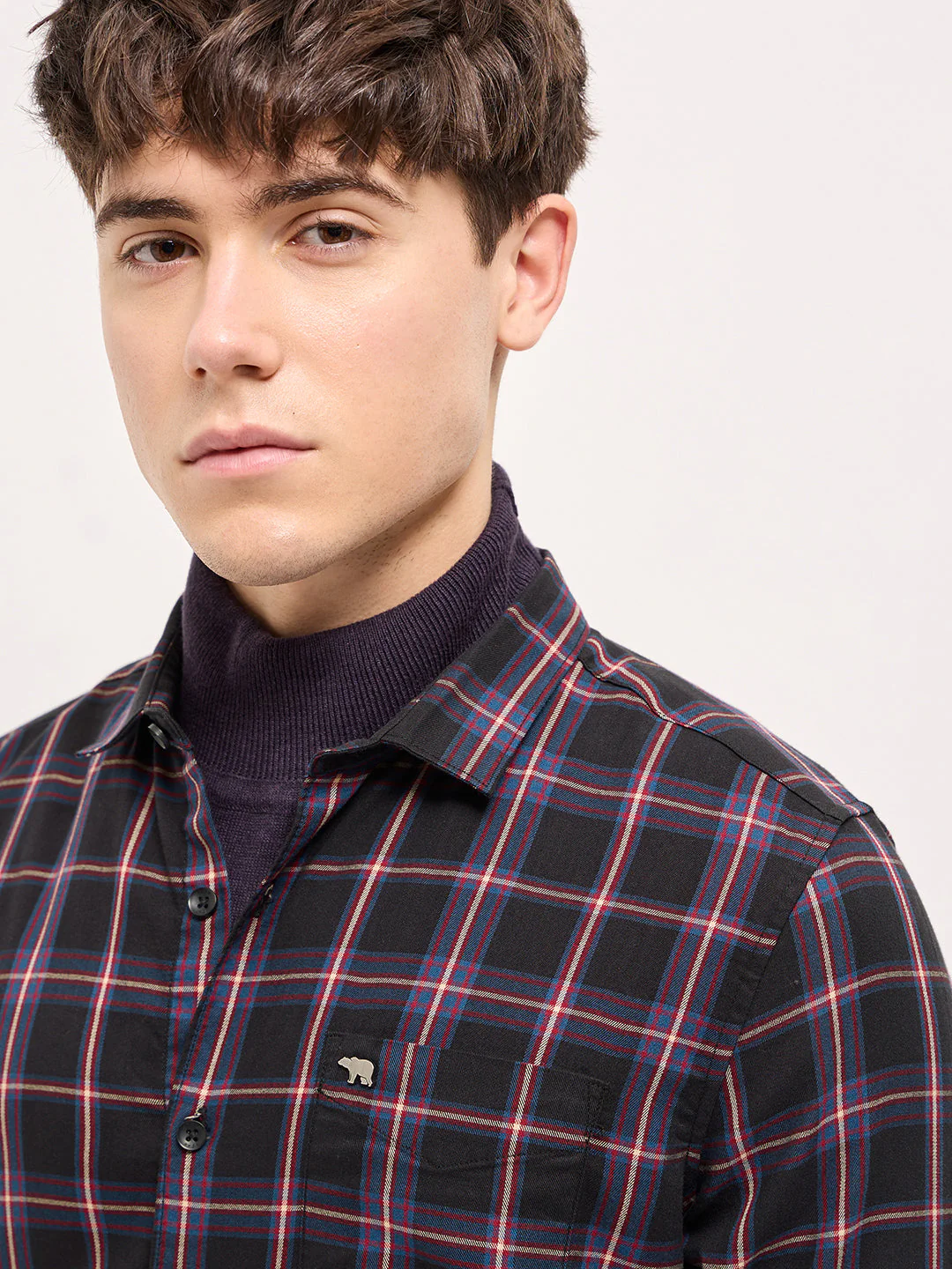 Men Multi-Color Checked Slim Fit Casual Shirt - Image 5