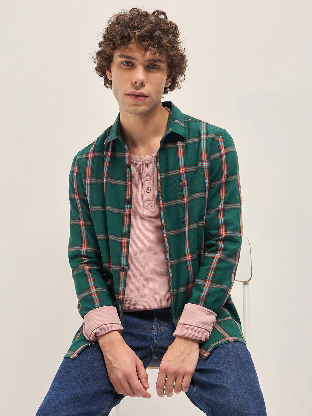 Men Multi-Color Checked Slim Fit Casual Shirt