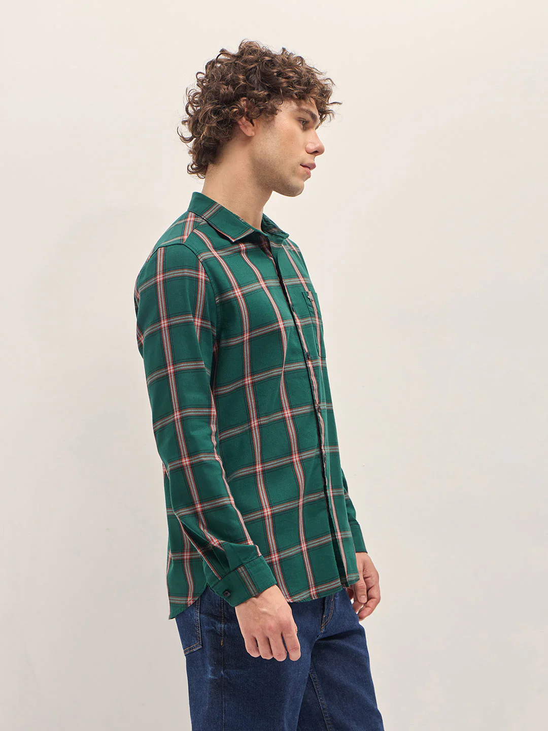 Men Multi-Color Checked Slim Fit Casual Shirt - Image 3