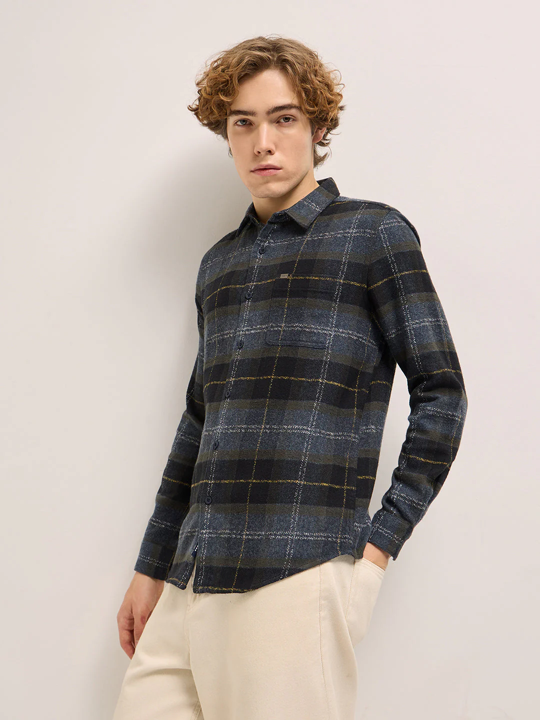 Men Multi-Color Checked Slim Fit Casual Shirt - Image 3