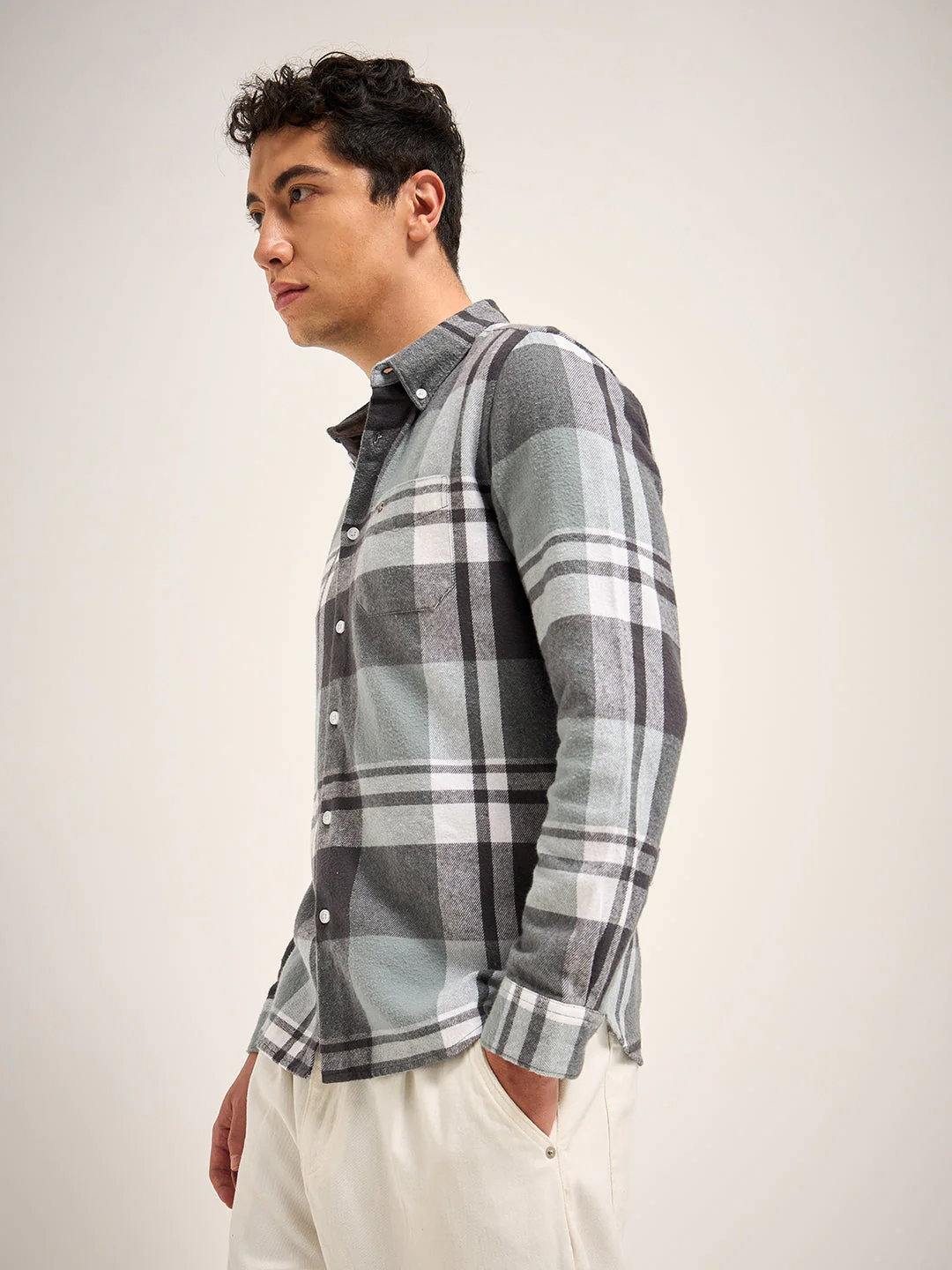 Men Multi-Color Checked Slim Fit Casual Shirt - Image 3