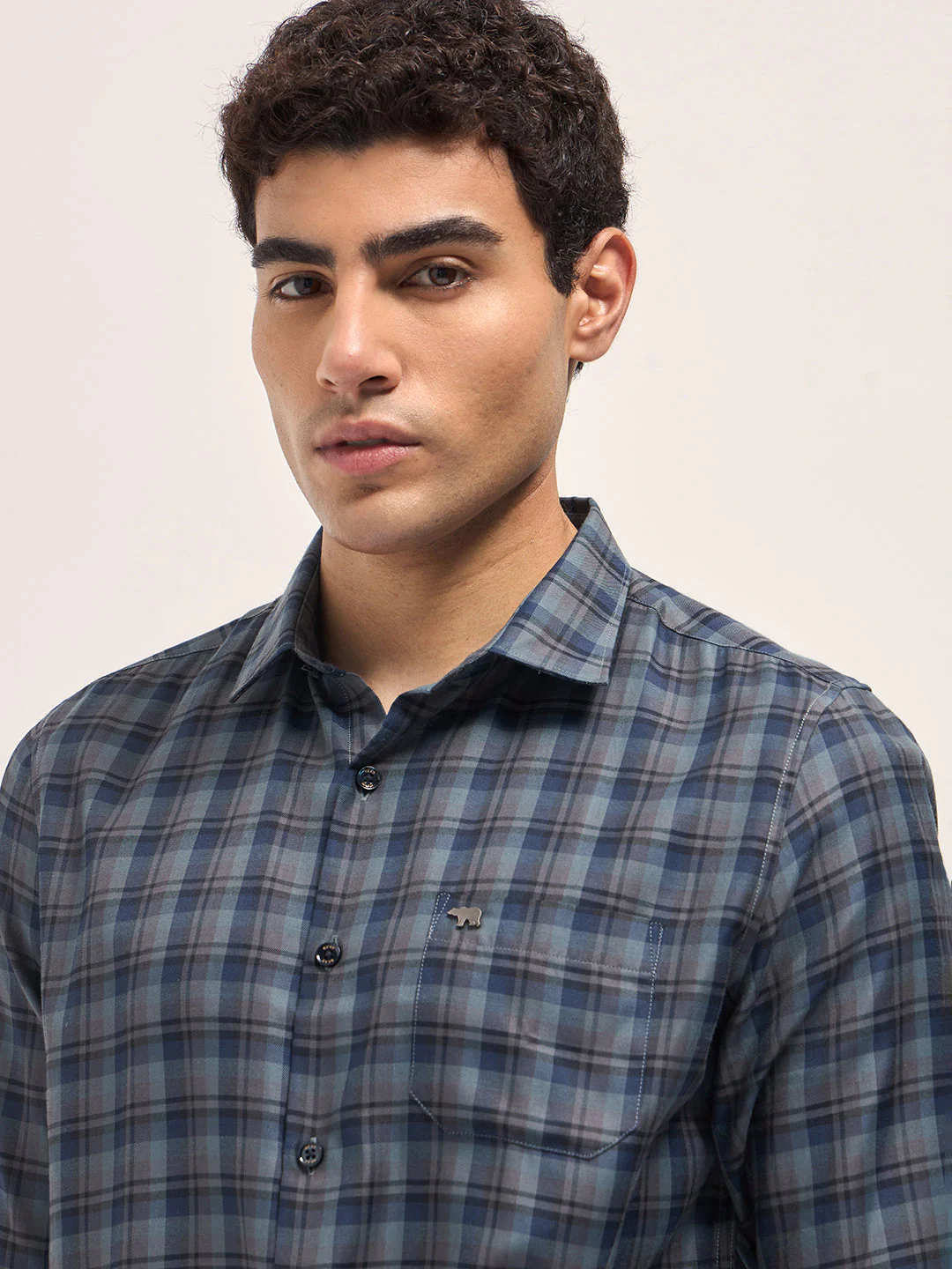 Men Multi-Color Checked Tailored Fit Formal Shirt - Image 5