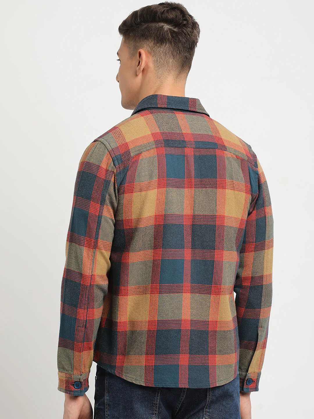 Men  Multi-color Checkered Regular Fit Shacket - Image 4