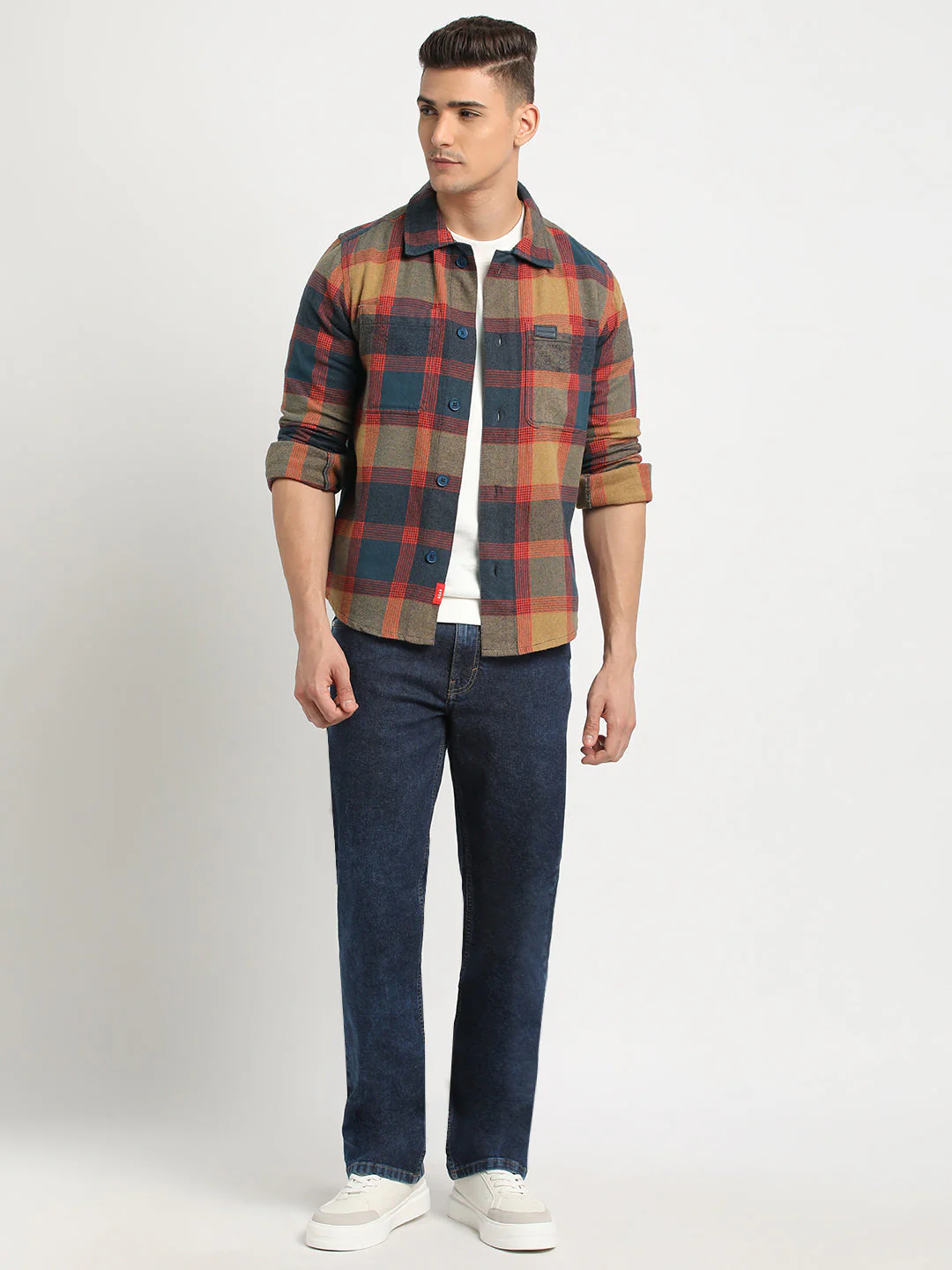 Men  Multi-color Checkered Regular Fit Shacket - Image 5