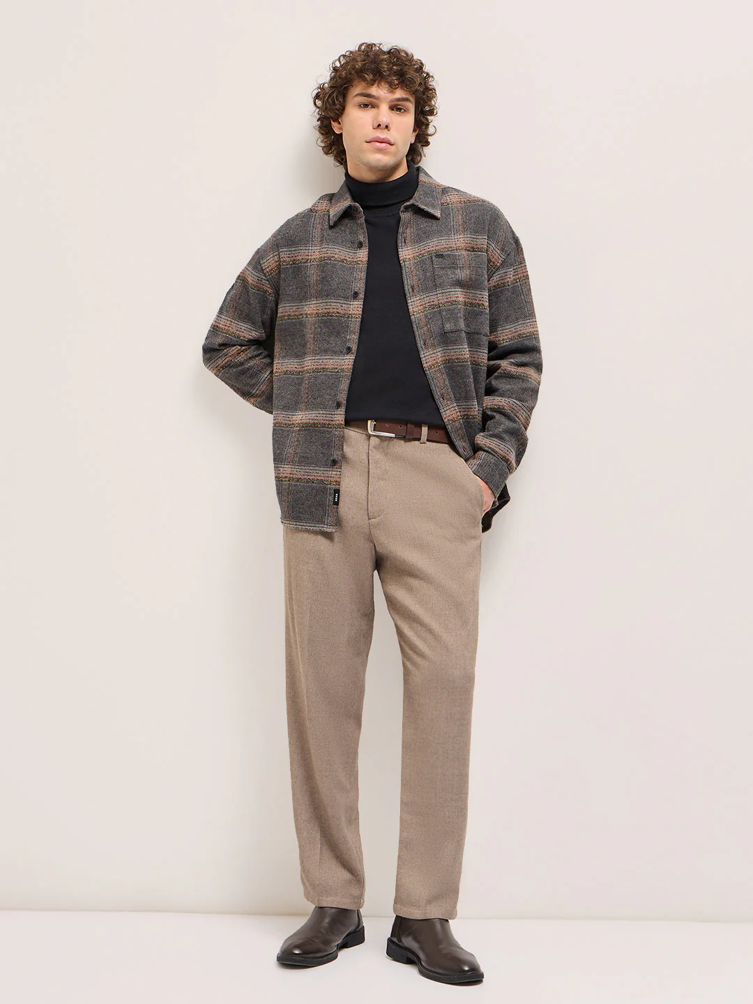 Men Multi-Color Checkered Relax Fit Flannel Overshirt - Image 4