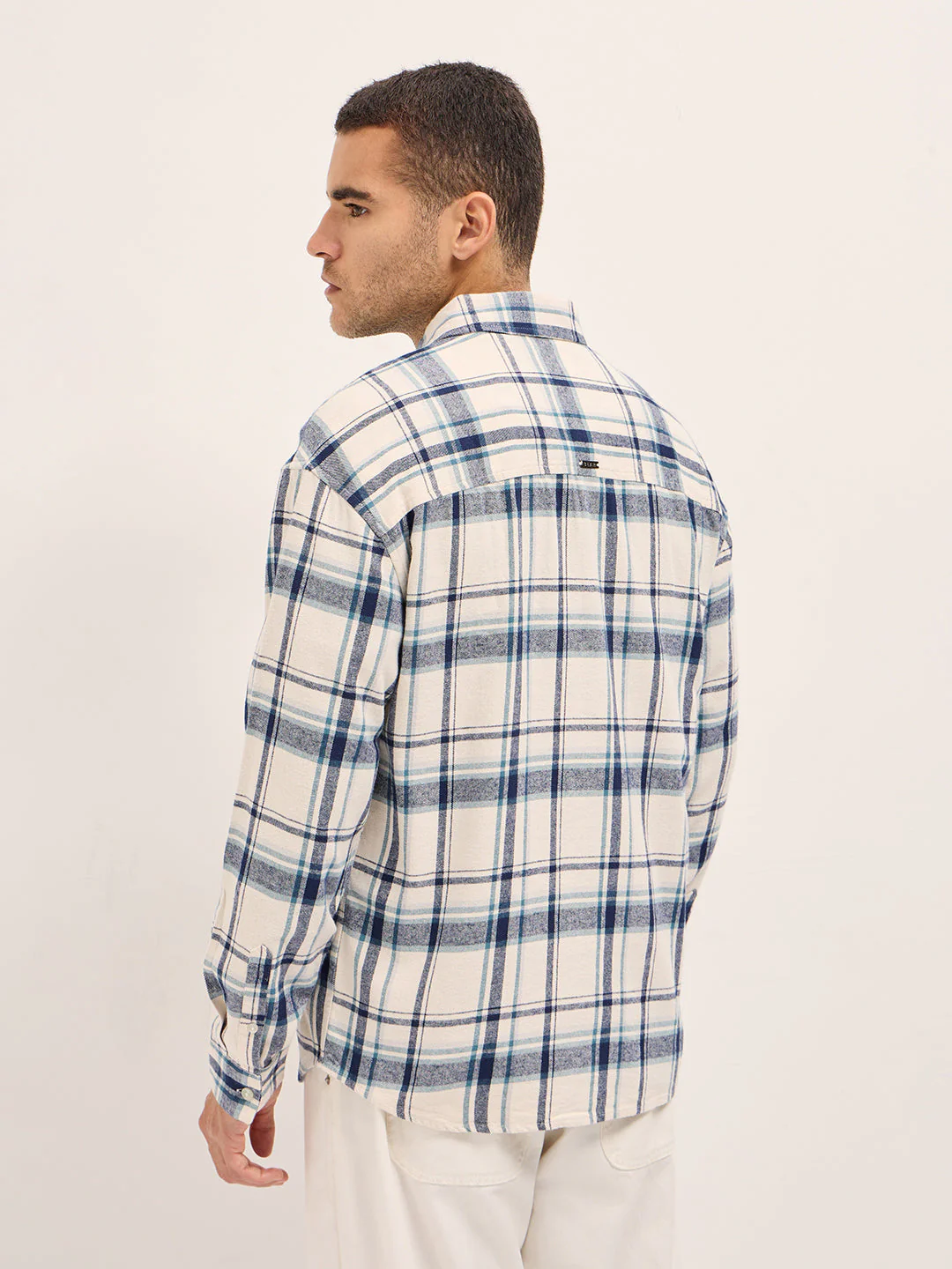 Men Multi-Color Checkered Relax Fit Flannel Overshirt - Image 2