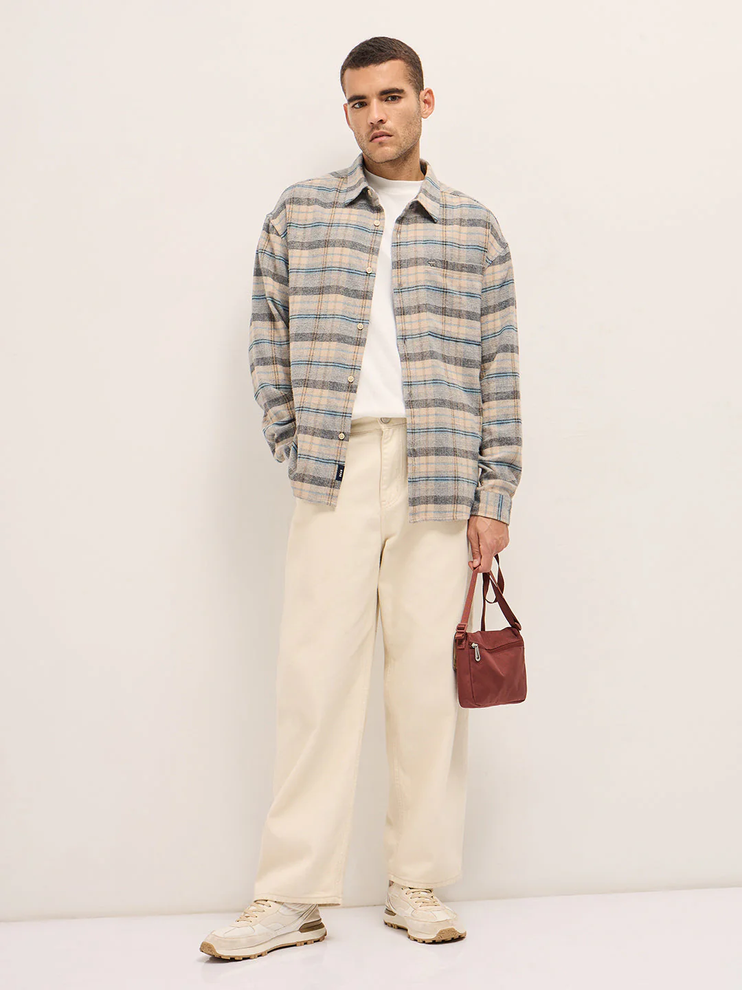 Men Multi-Color Checkered Relax Fit Flannel Overshirt - Image 4