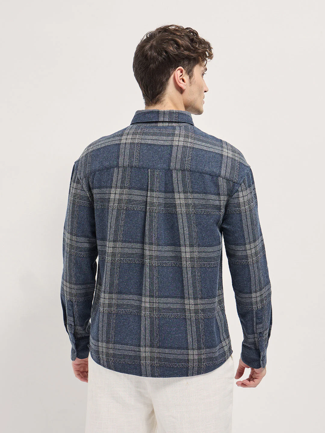 Men Multi-Color Checkered Relax Fit Flannel Overshirt - Image 2