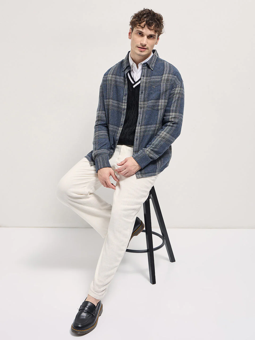 Men Multi-Color Checkered Relax Fit Flannel Overshirt - Image 4