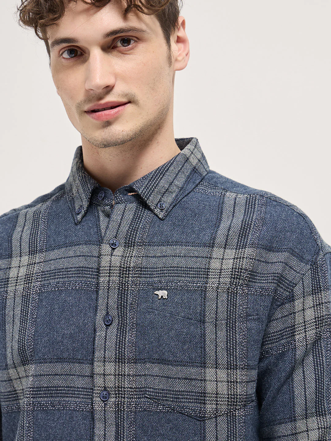 Men Multi-Color Checkered Relax Fit Flannel Overshirt - Image 5