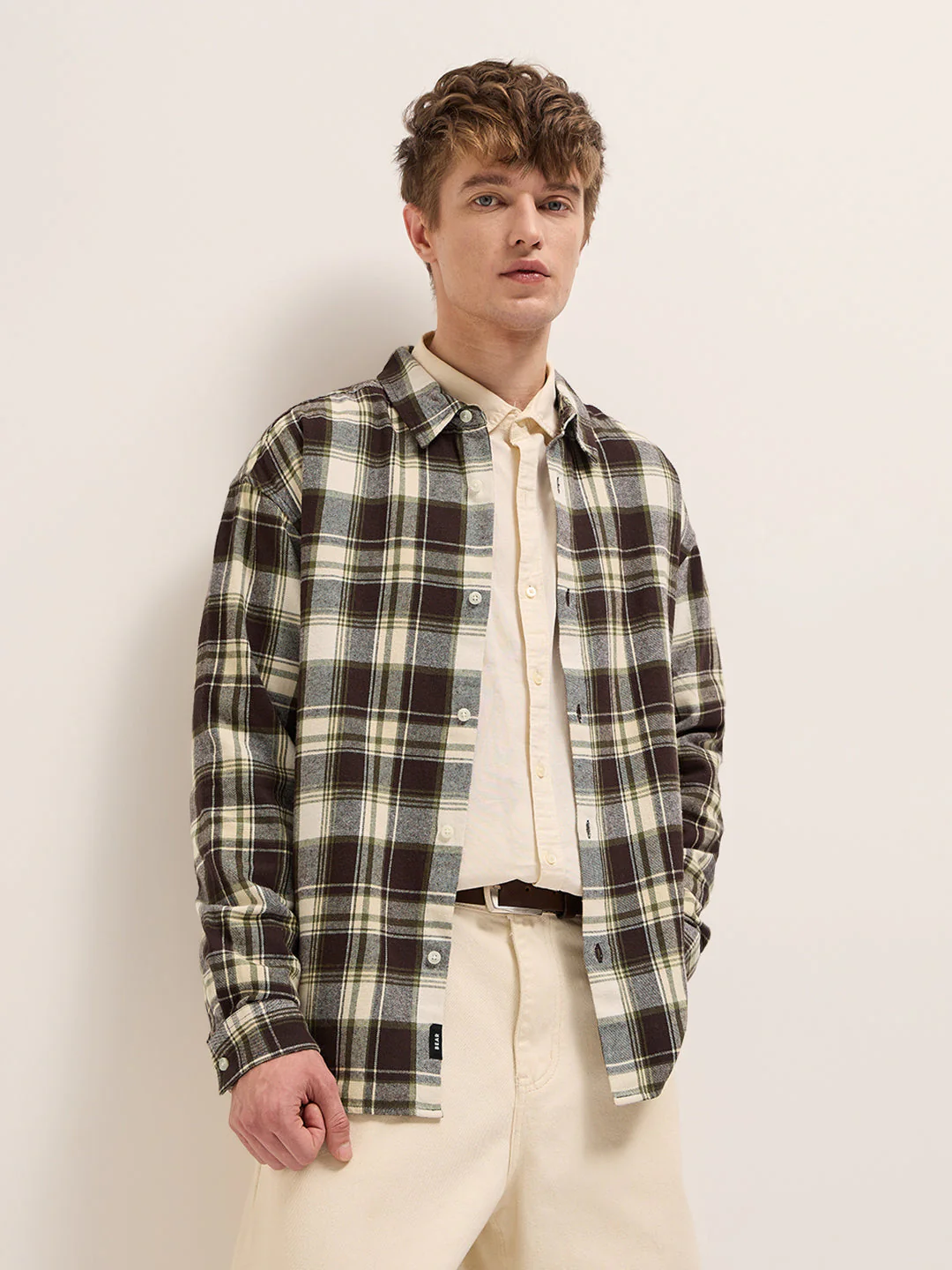 Men Multi-Color Checkered Relax Fit Flannel Overshirt
