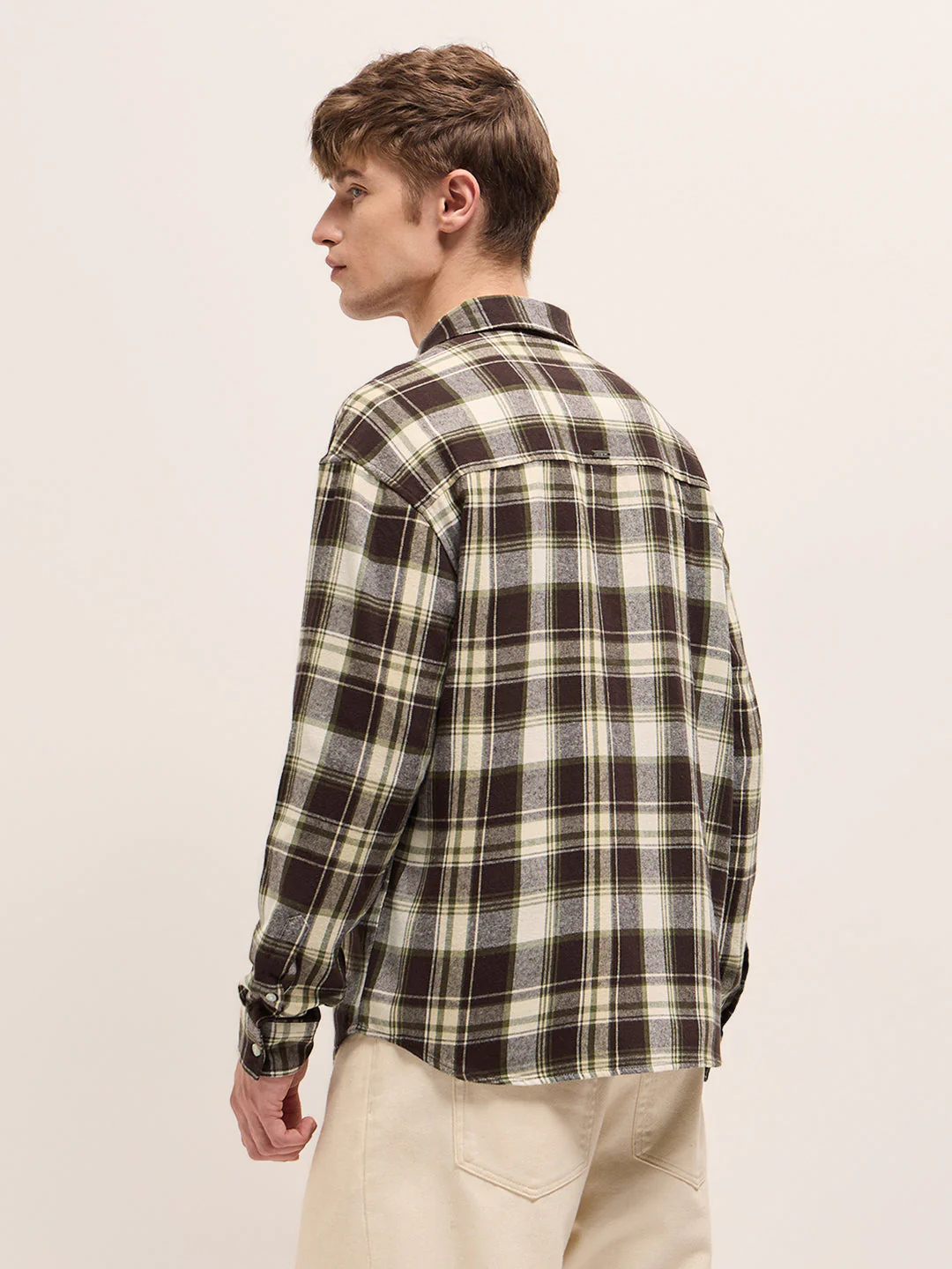 Men Multi-Color Checkered Relax Fit Flannel Overshirt - Image 2