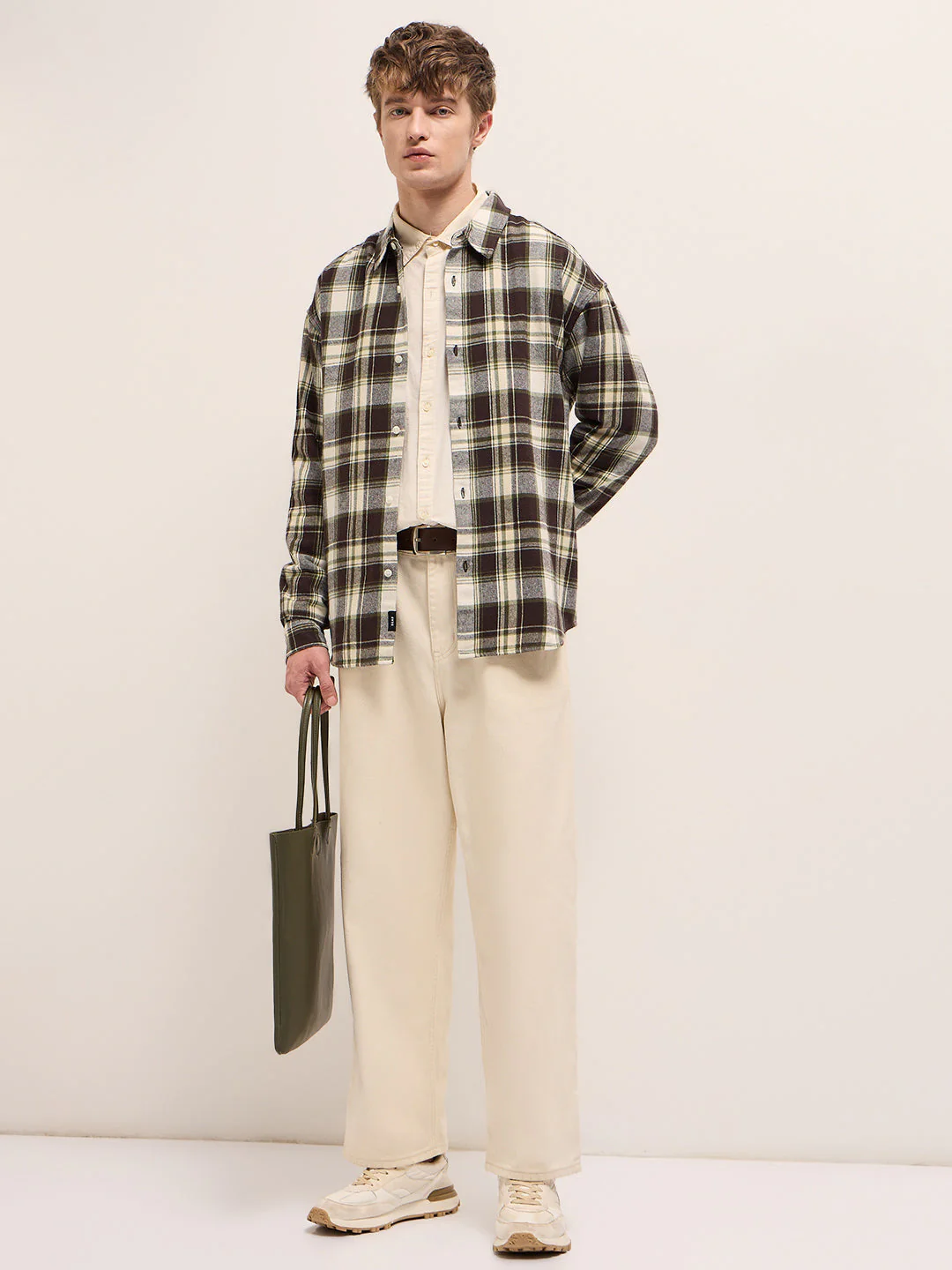 Men Multi-Color Checkered Relax Fit Flannel Overshirt - Image 4