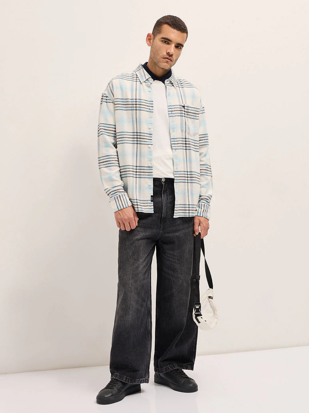 Men Multi-Color Checkered Relax Fit Flannel Overshirt - Image 4