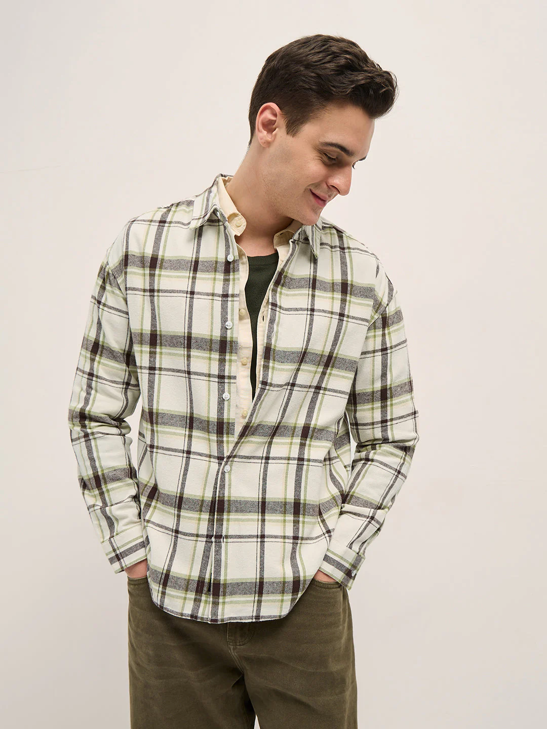 Men Multi-Color Checkered Relax Fit Overshirt