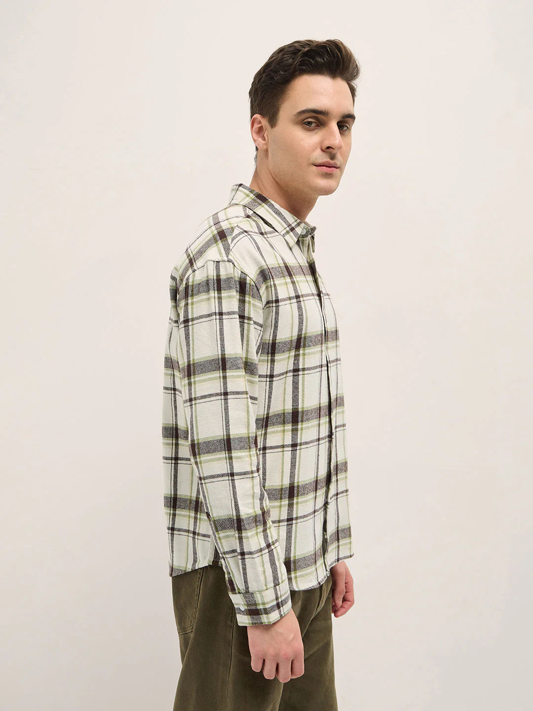 Men Multi-Color Checkered Relax Fit Overshirt - Image 3