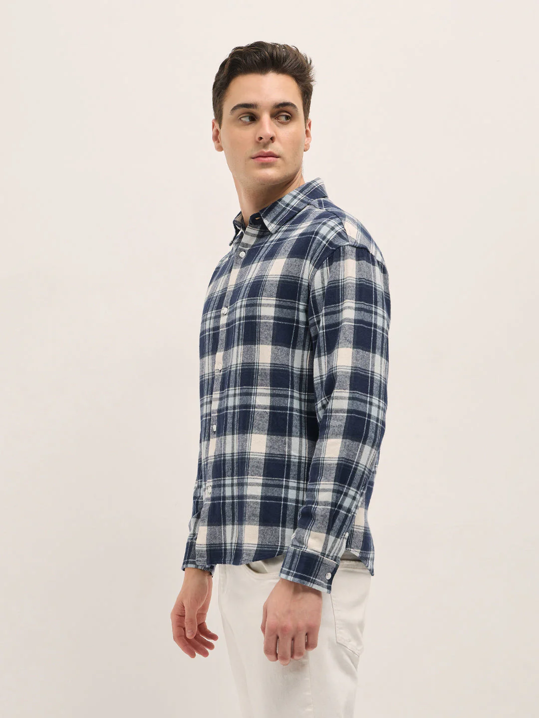 Men Multi-Color Checkered Relax Fit Overshirt - Image 3