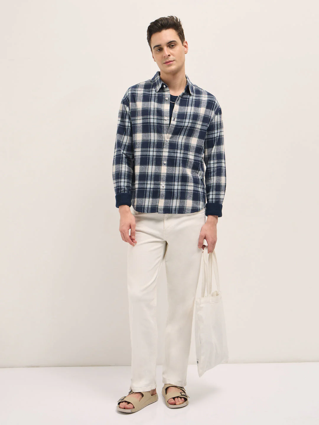 Men Multi-Color Checkered Relax Fit Overshirt - Image 4