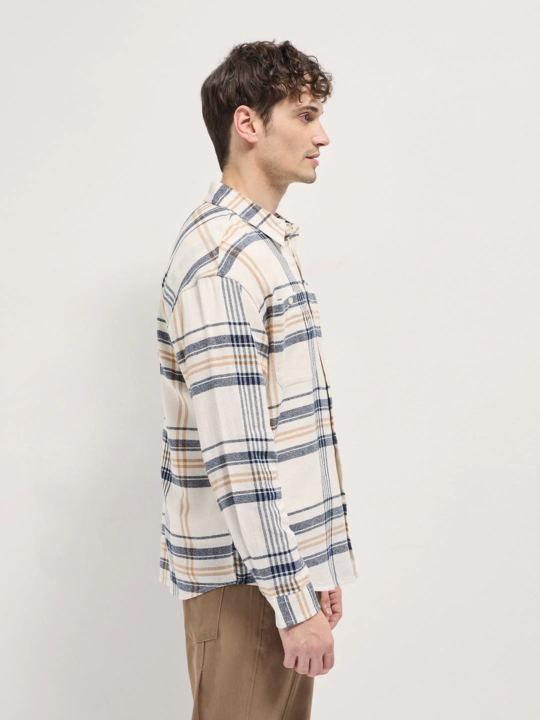 Men Multi-Color Checkered Relax Fit Overshirt - Image 3