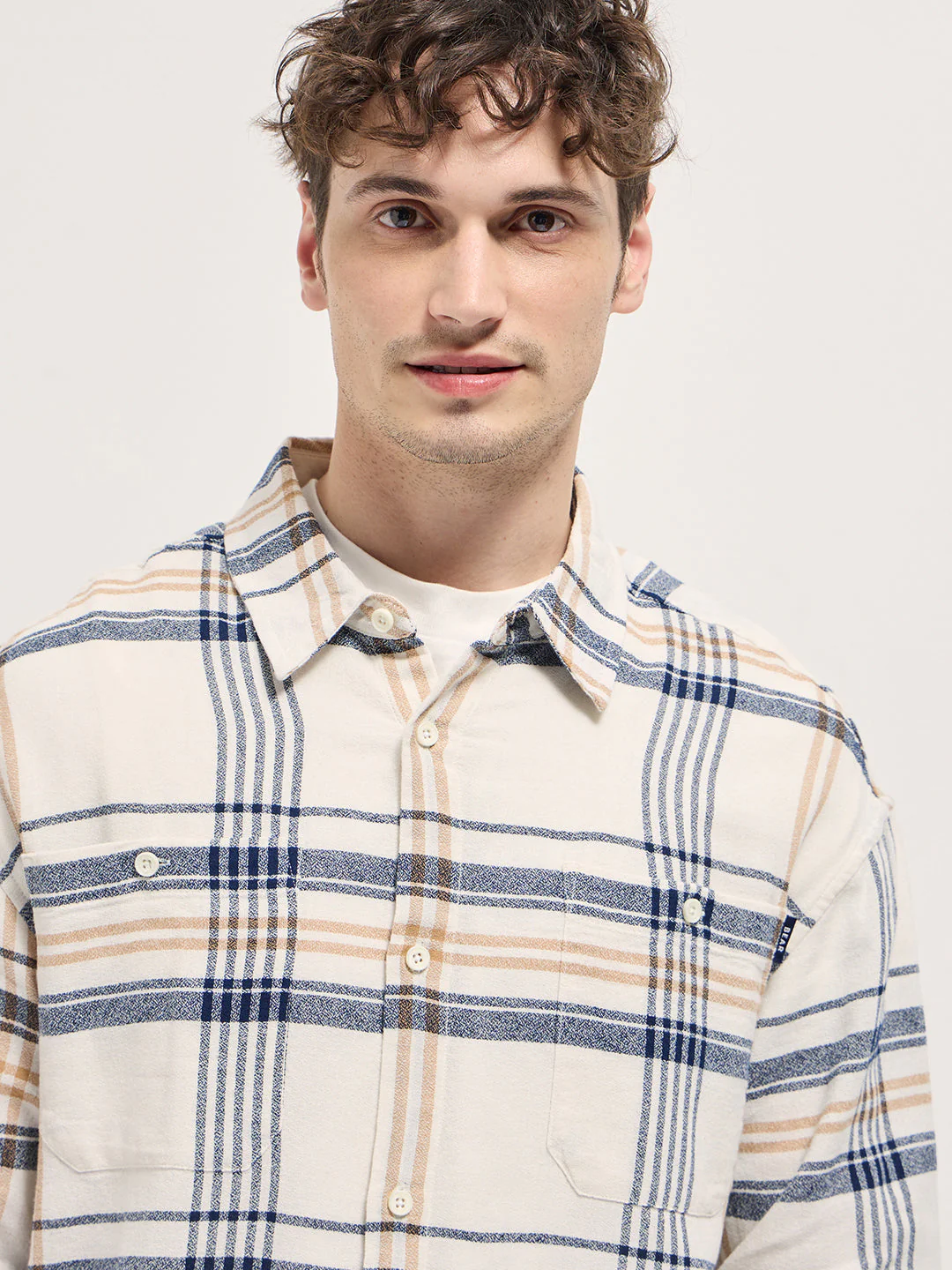 Men Multi-Color Checkered Relax Fit Overshirt - Image 5
