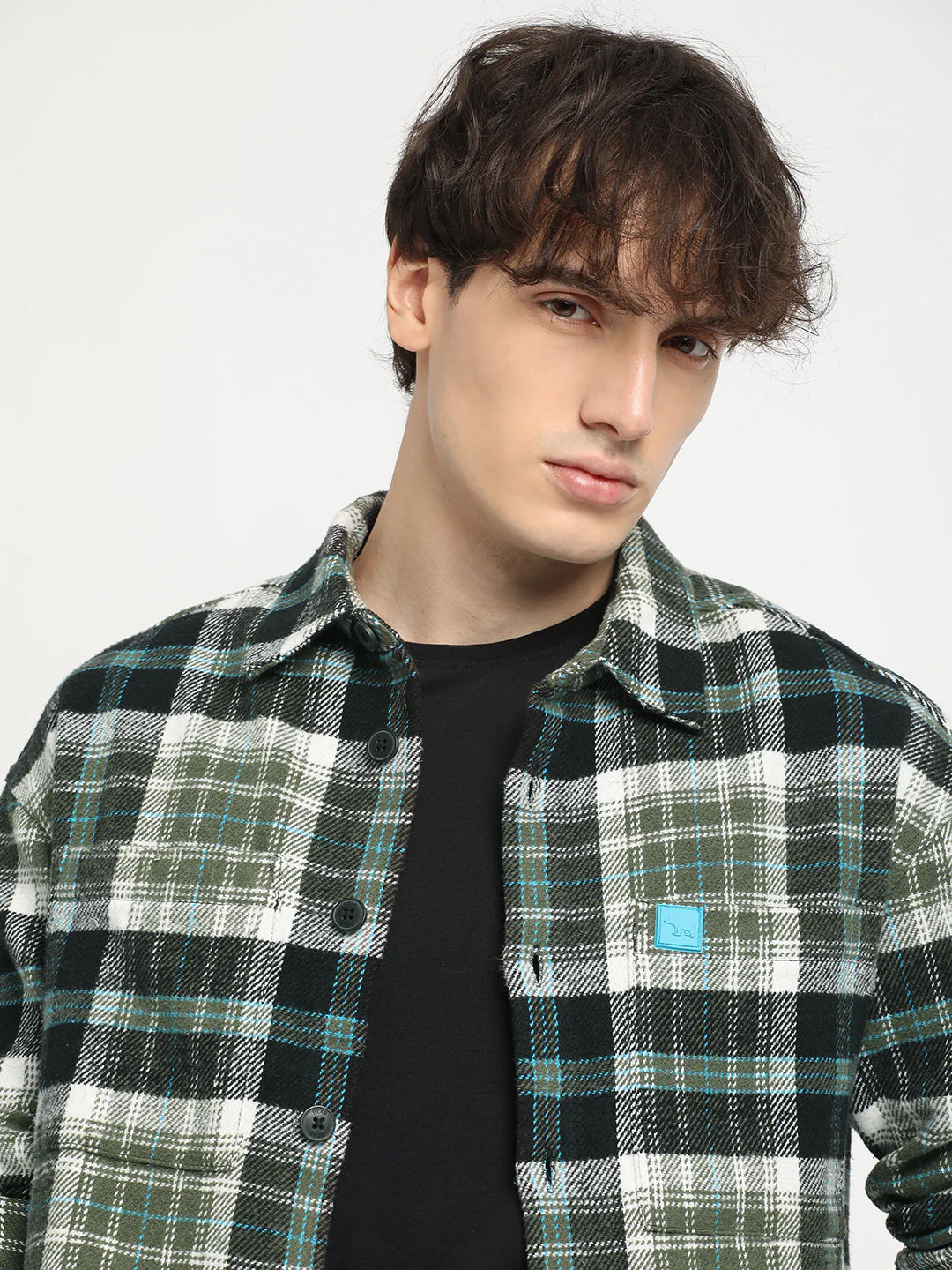 Men  Multi-color Checkered Relax Fit Shacket - Image 2