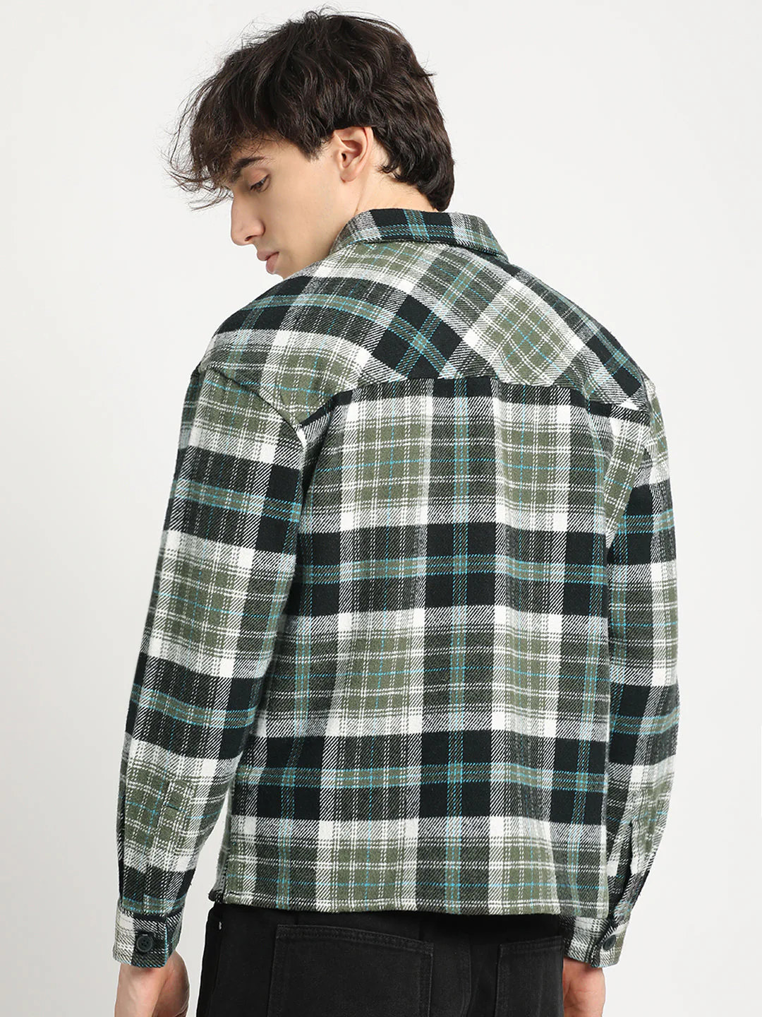 Men  Multi-color Checkered Relax Fit Shacket - Image 4