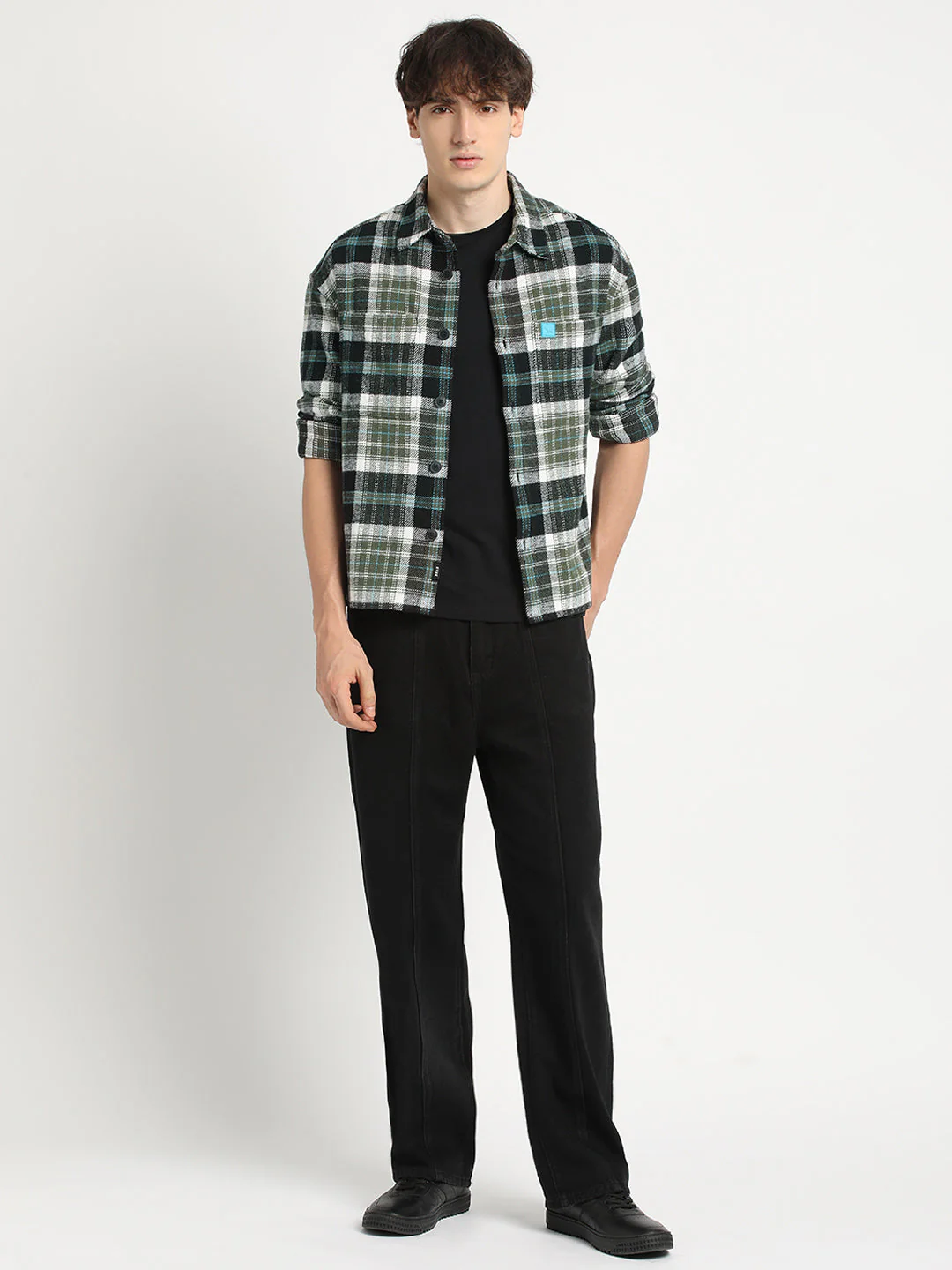 Men  Multi-color Checkered Relax Fit Shacket - Image 5