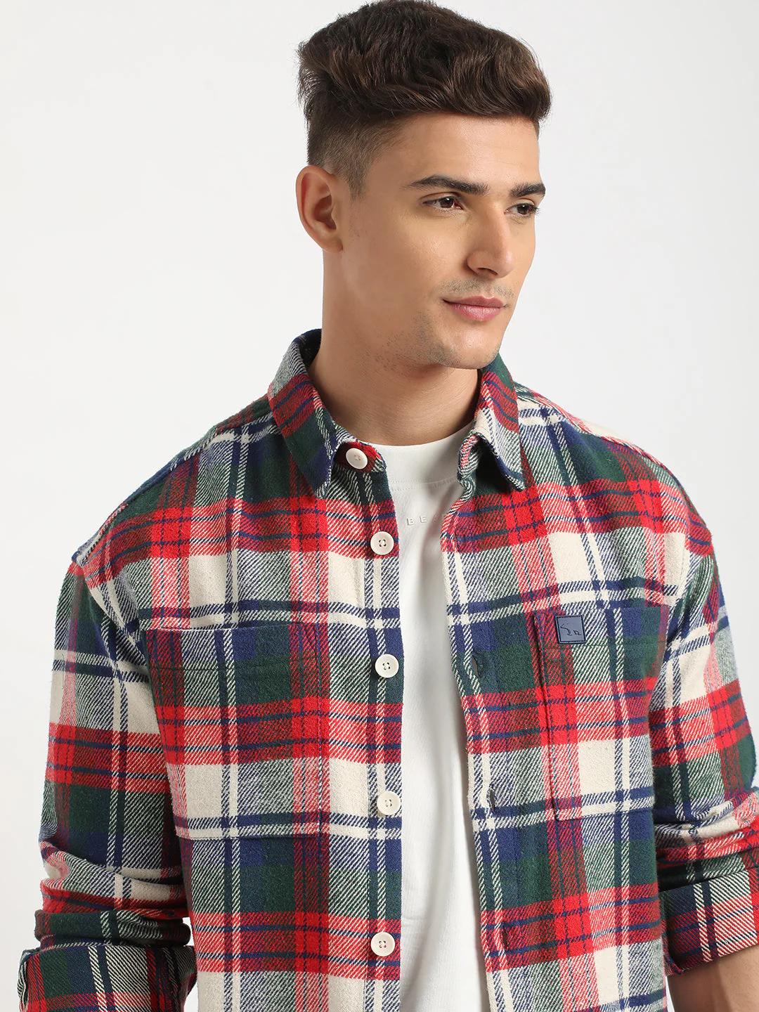 Men Multi-color Checkered Relax Fit Shacket