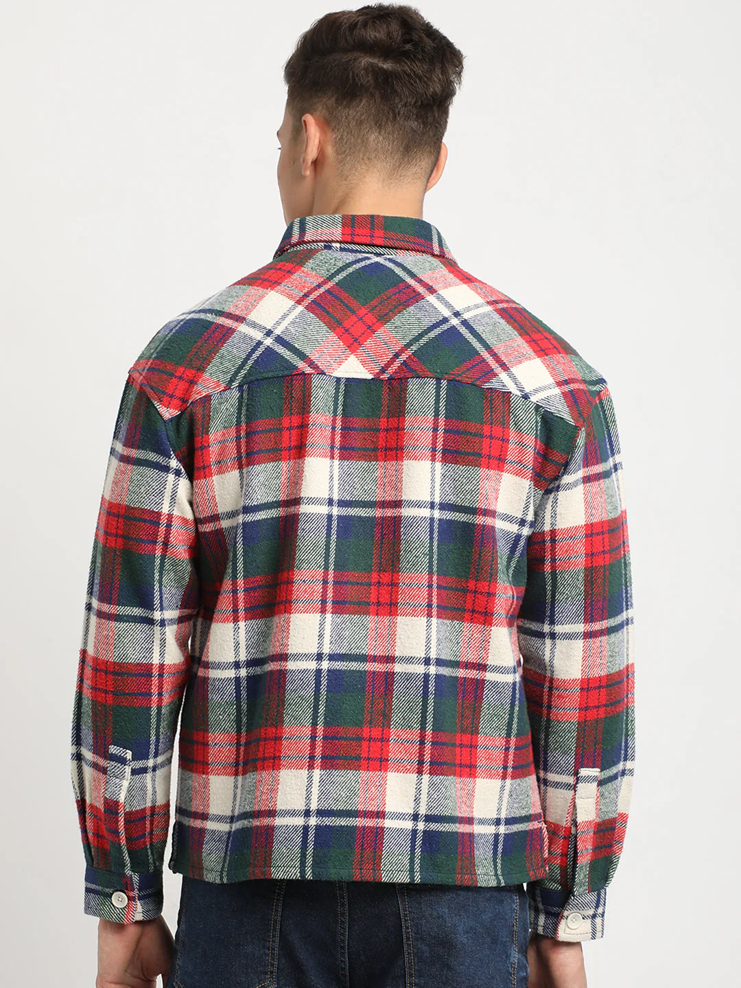 Men Multi-color Checkered Relax Fit Shacket - Image 4