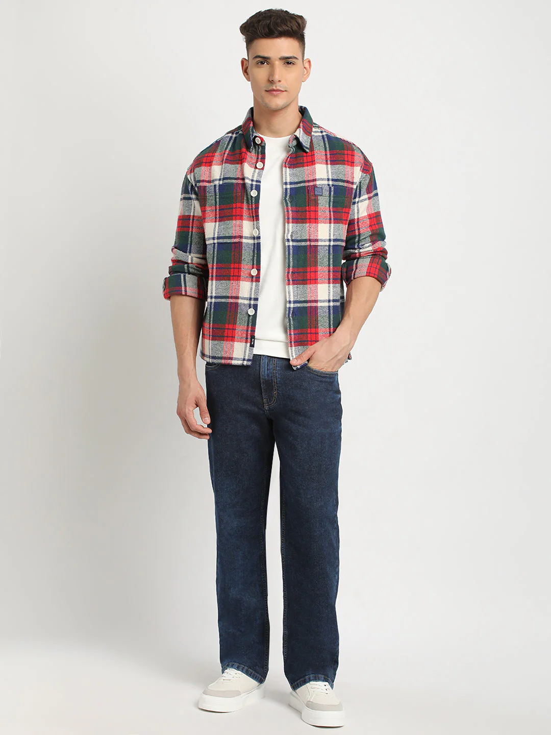 Men Multi-color Checkered Relax Fit Shacket - Image 5