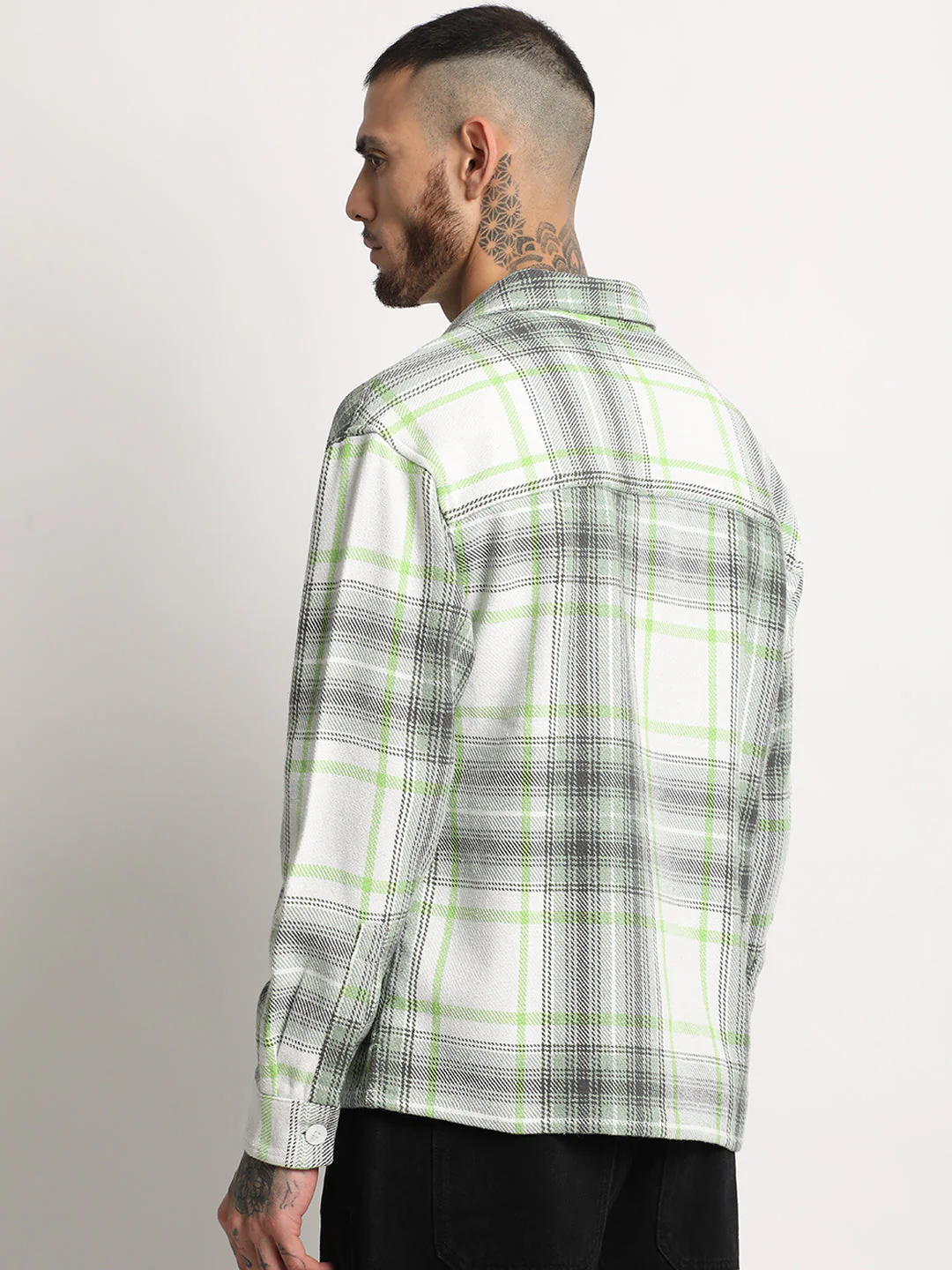 Men  Multi-color Checkered Relax Fit Shacket - Image 4