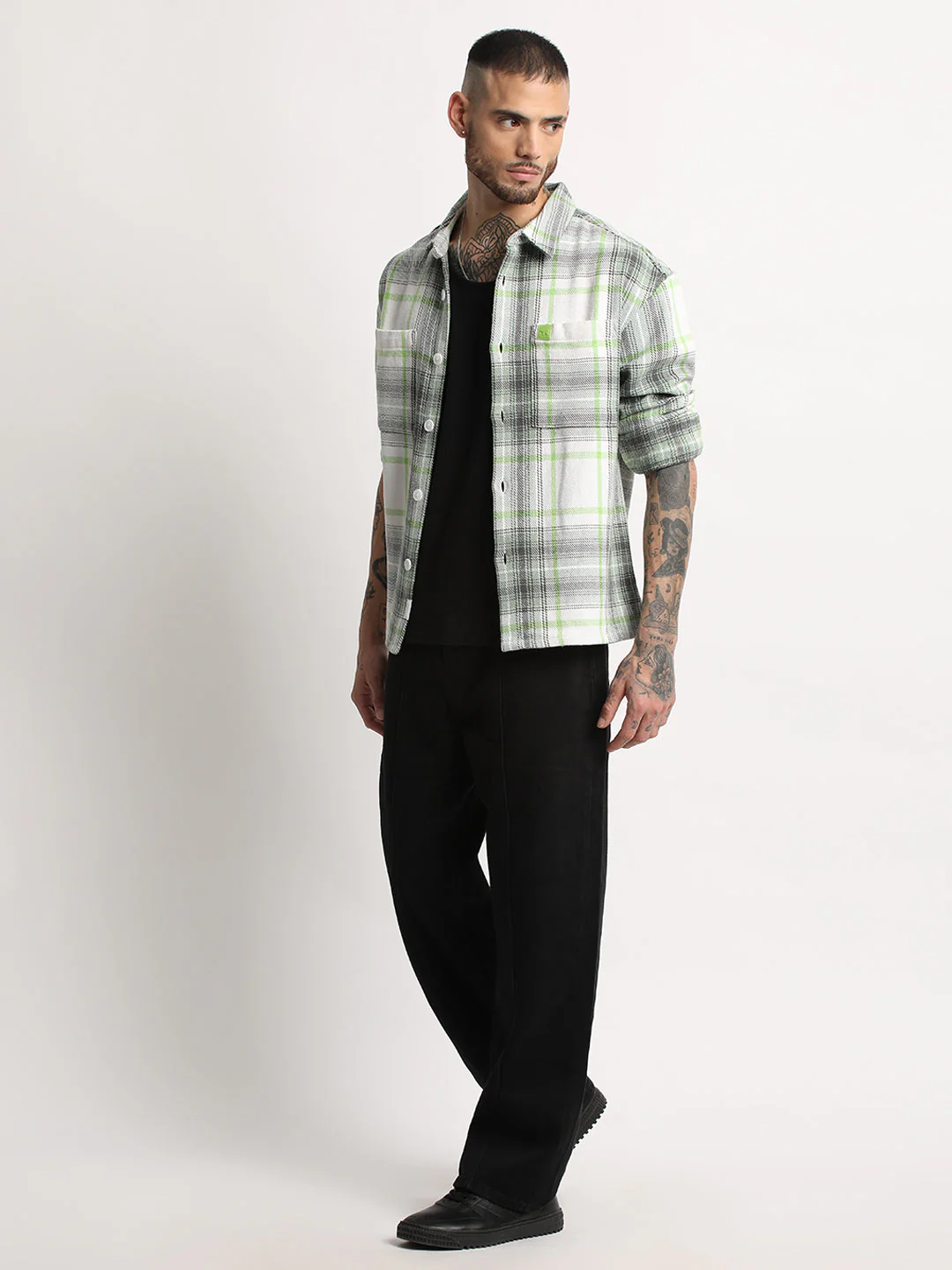 Men  Multi-color Checkered Relax Fit Shacket - Image 5