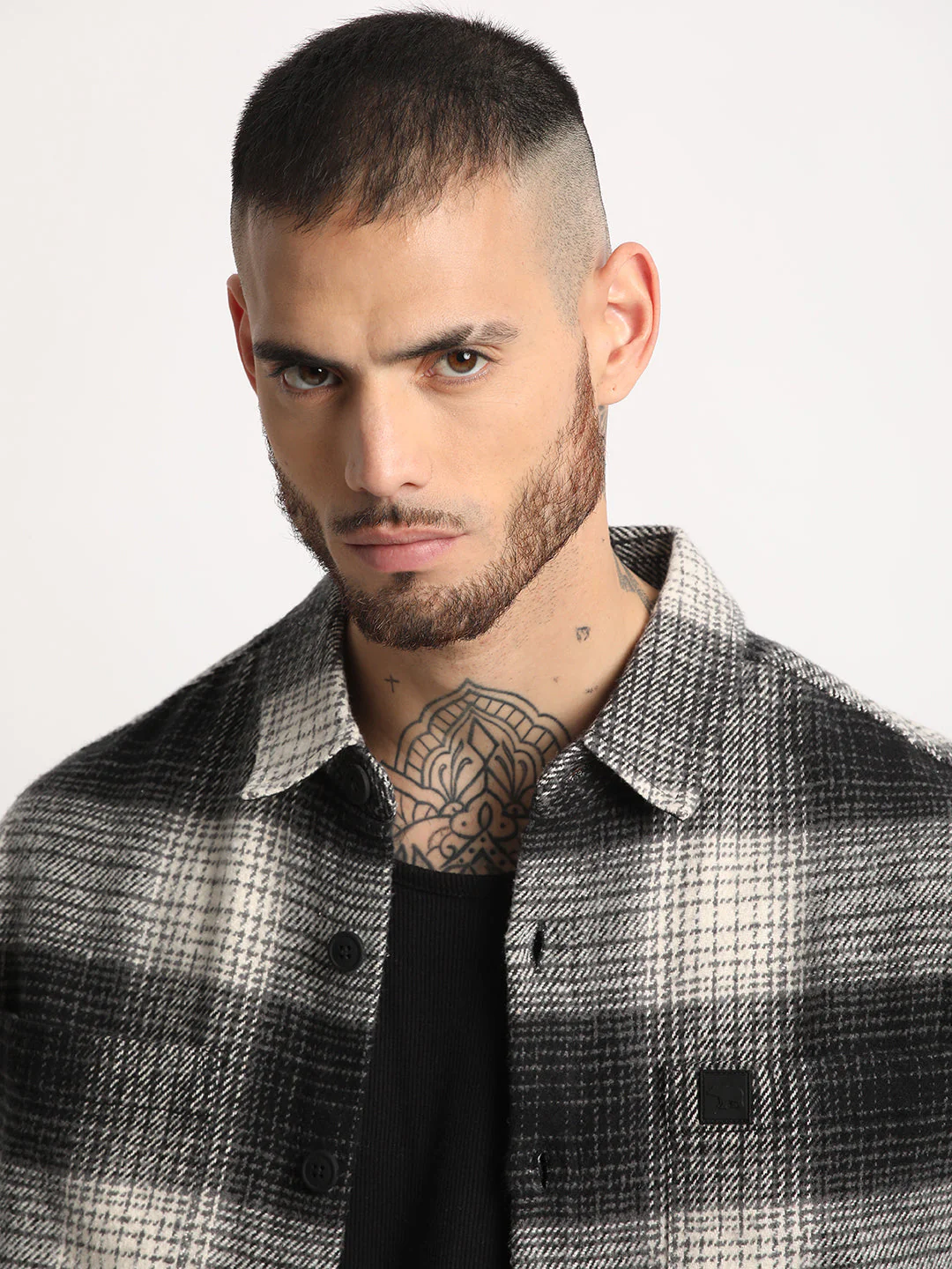 Men  Multi-color Checkered Relax Fit Shacket - Image 2