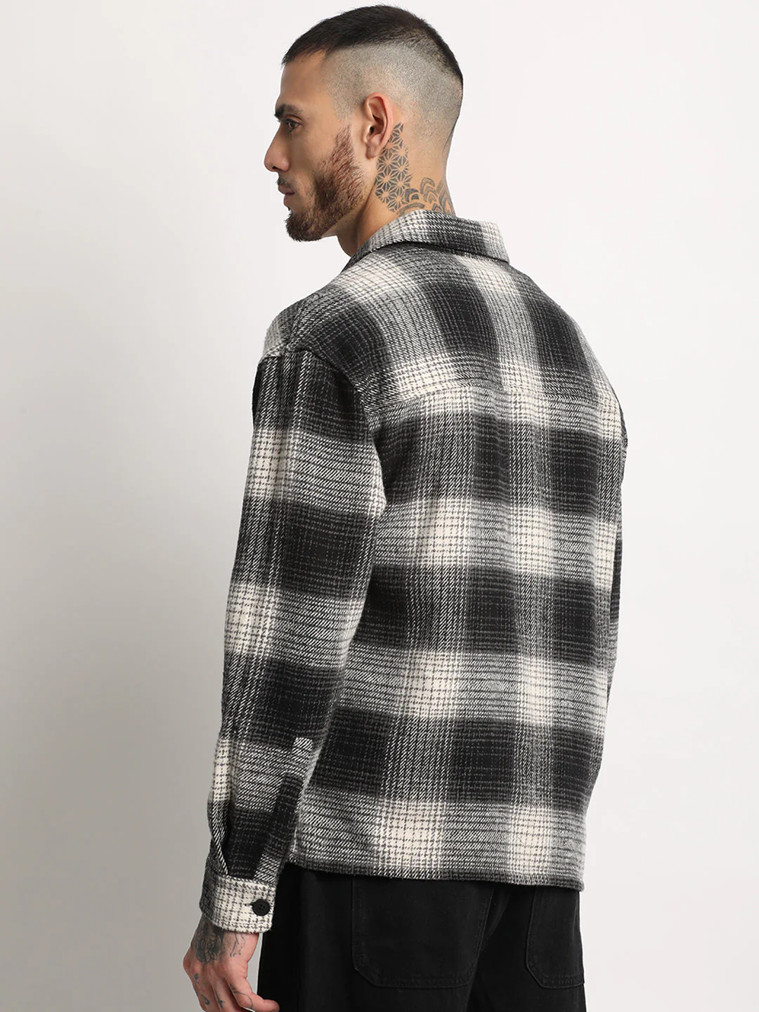 Men  Multi-color Checkered Relax Fit Shacket - Image 4