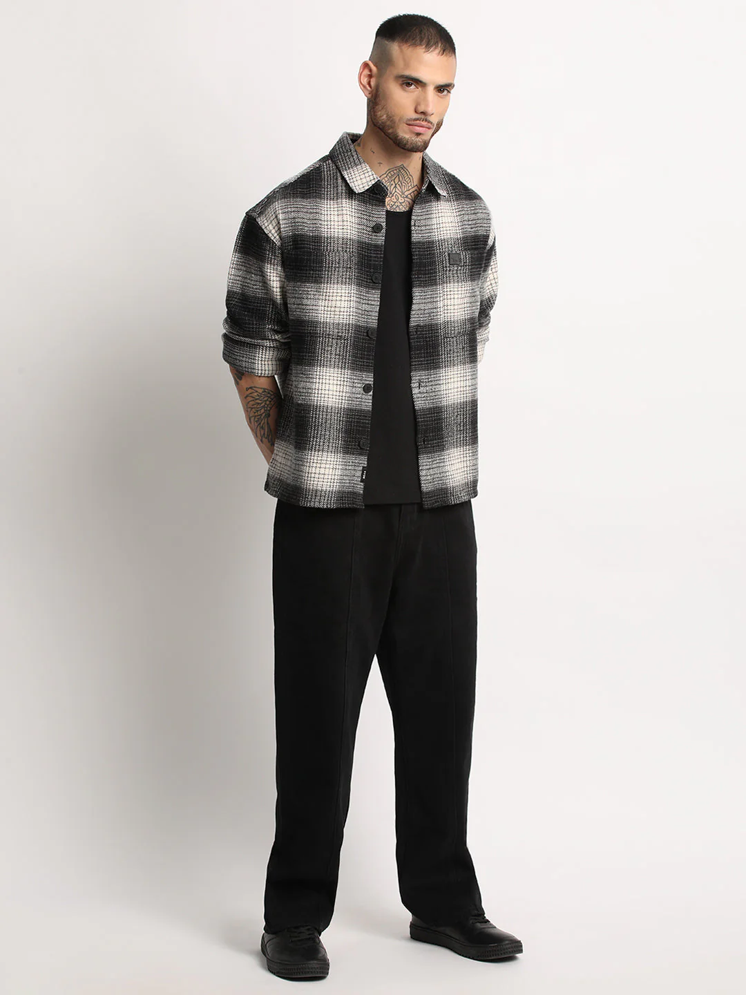 Men  Multi-color Checkered Relax Fit Shacket - Image 5