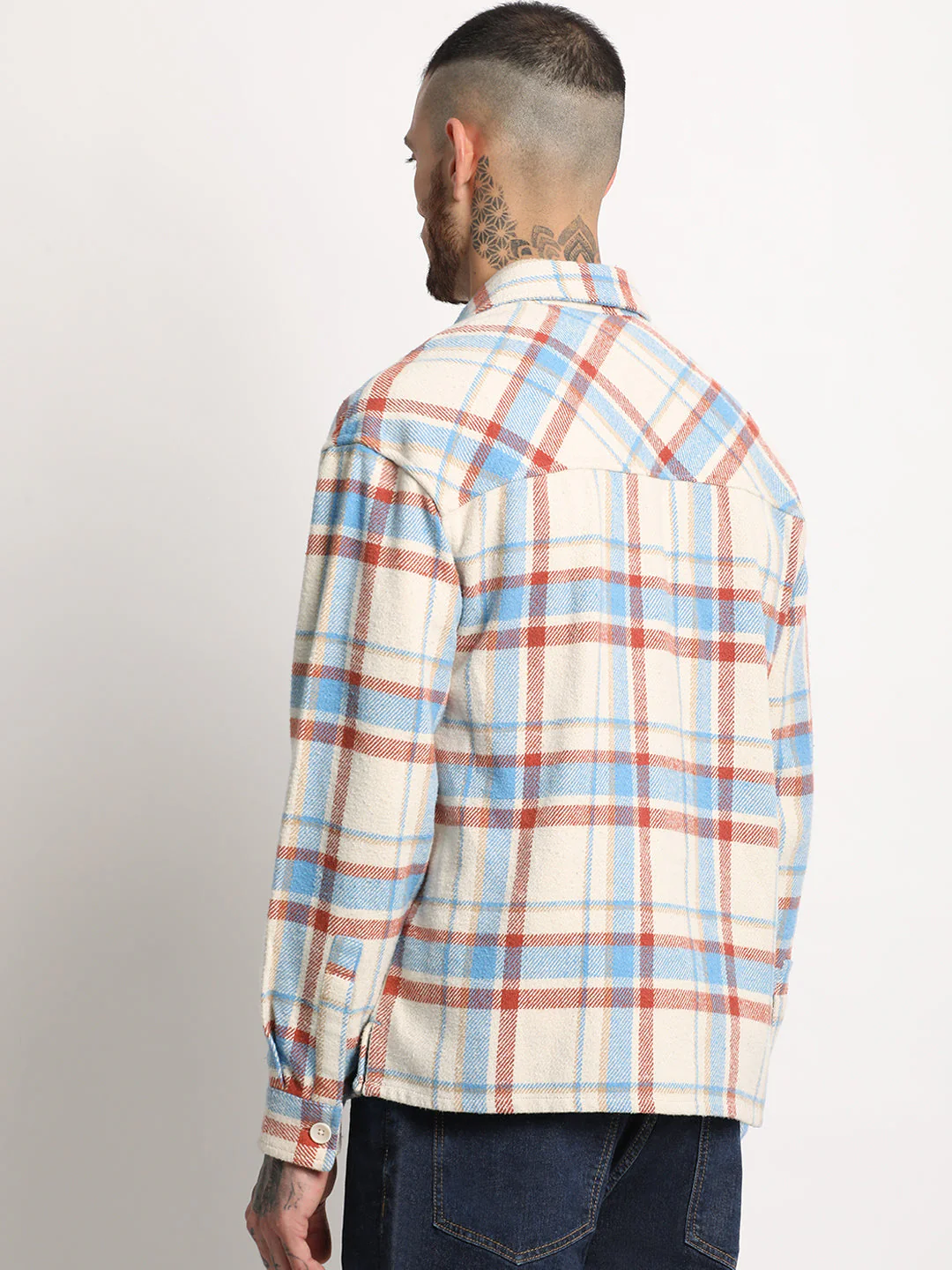Men  Multi-color Checkered Relax Fit Shacket - Image 4