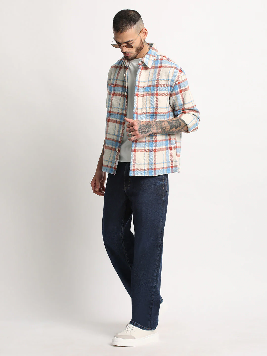 Men  Multi-color Checkered Relax Fit Shacket - Image 5