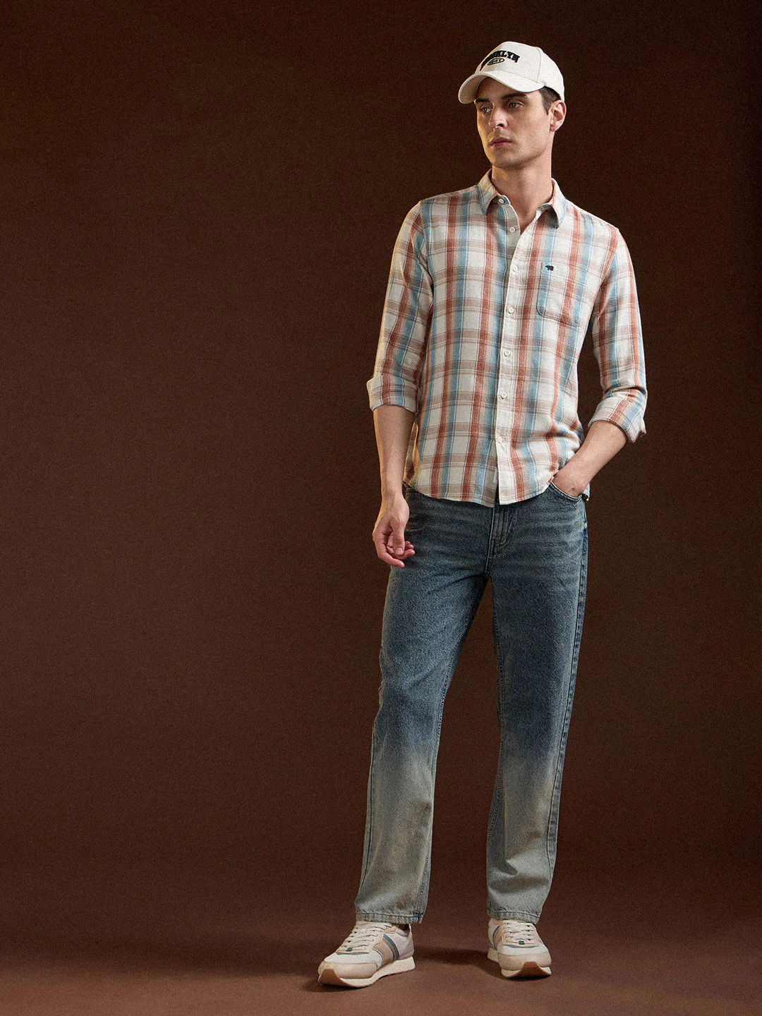 Men Multi-Color Checkered Slim Fit Casual Shirt - Image 4