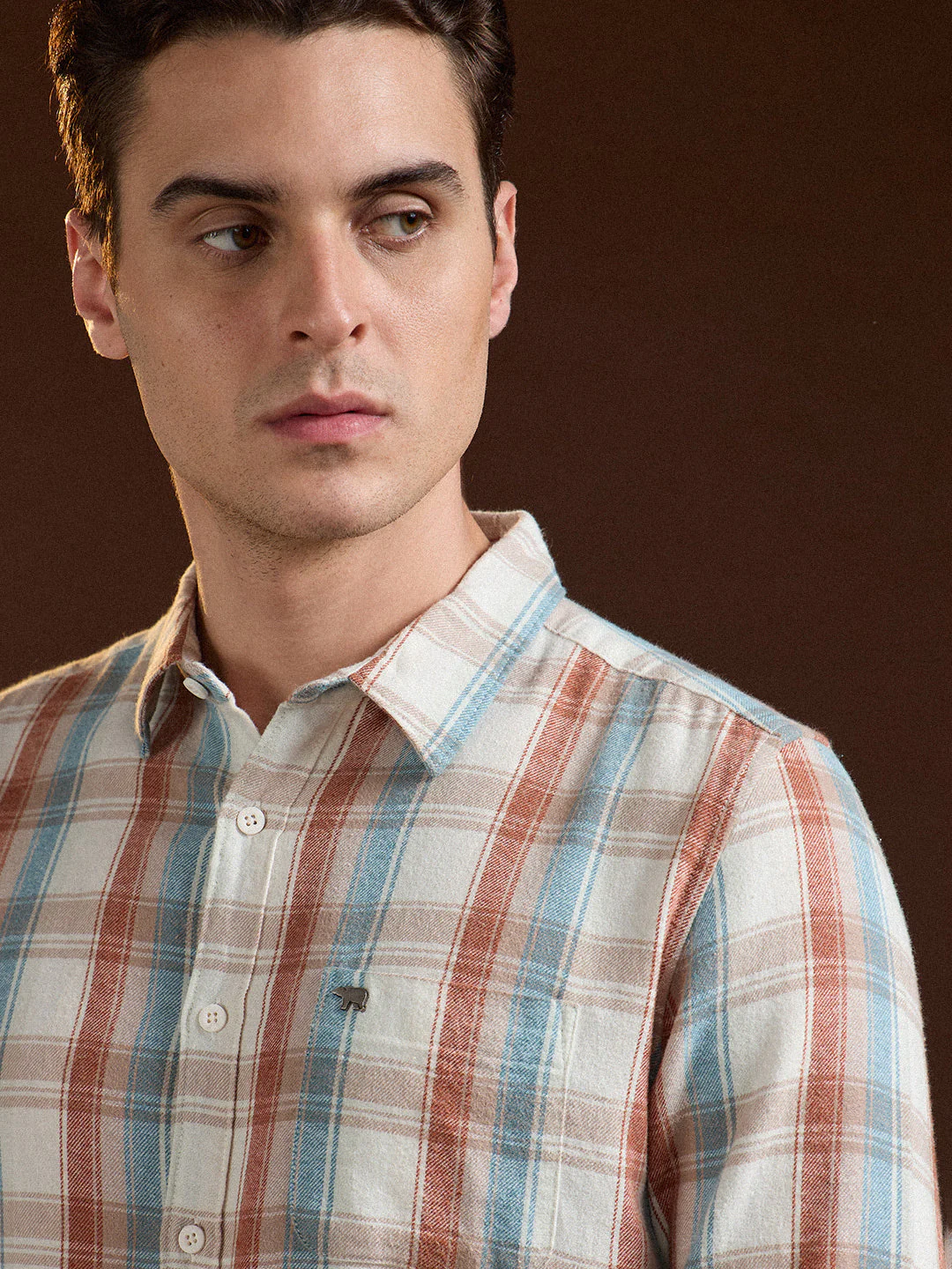Men Multi-Color Checkered Slim Fit Casual Shirt - Image 5
