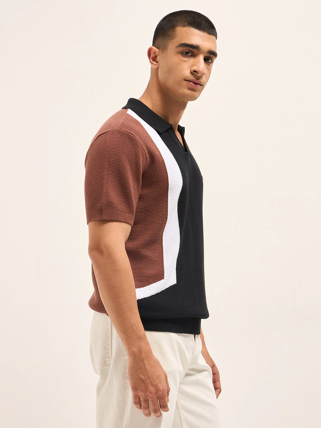 Men MultiColor Colourblocked Polo T-Shirt - Image 3