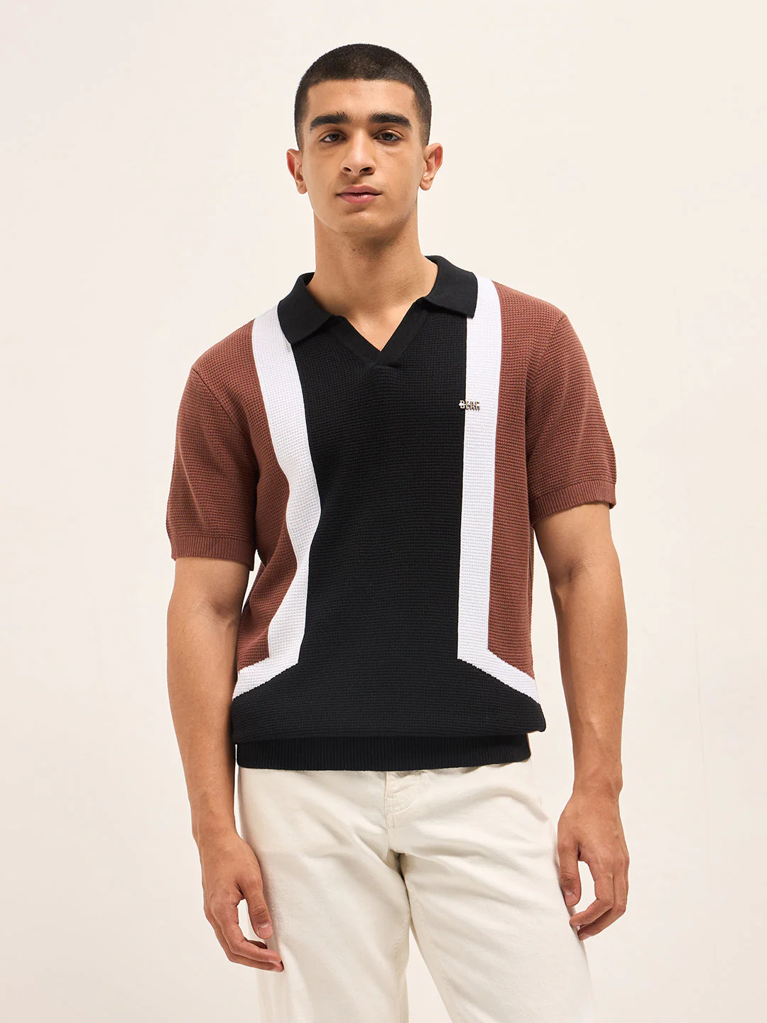 Men MultiColor Colourblocked Polo T-Shirt - Image 6
