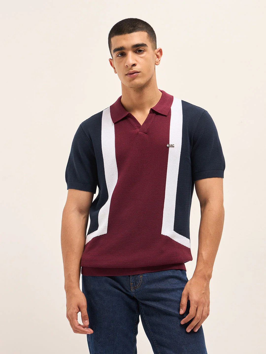Men Multi-Color Colorblock Polo T-Shirt - Image 6