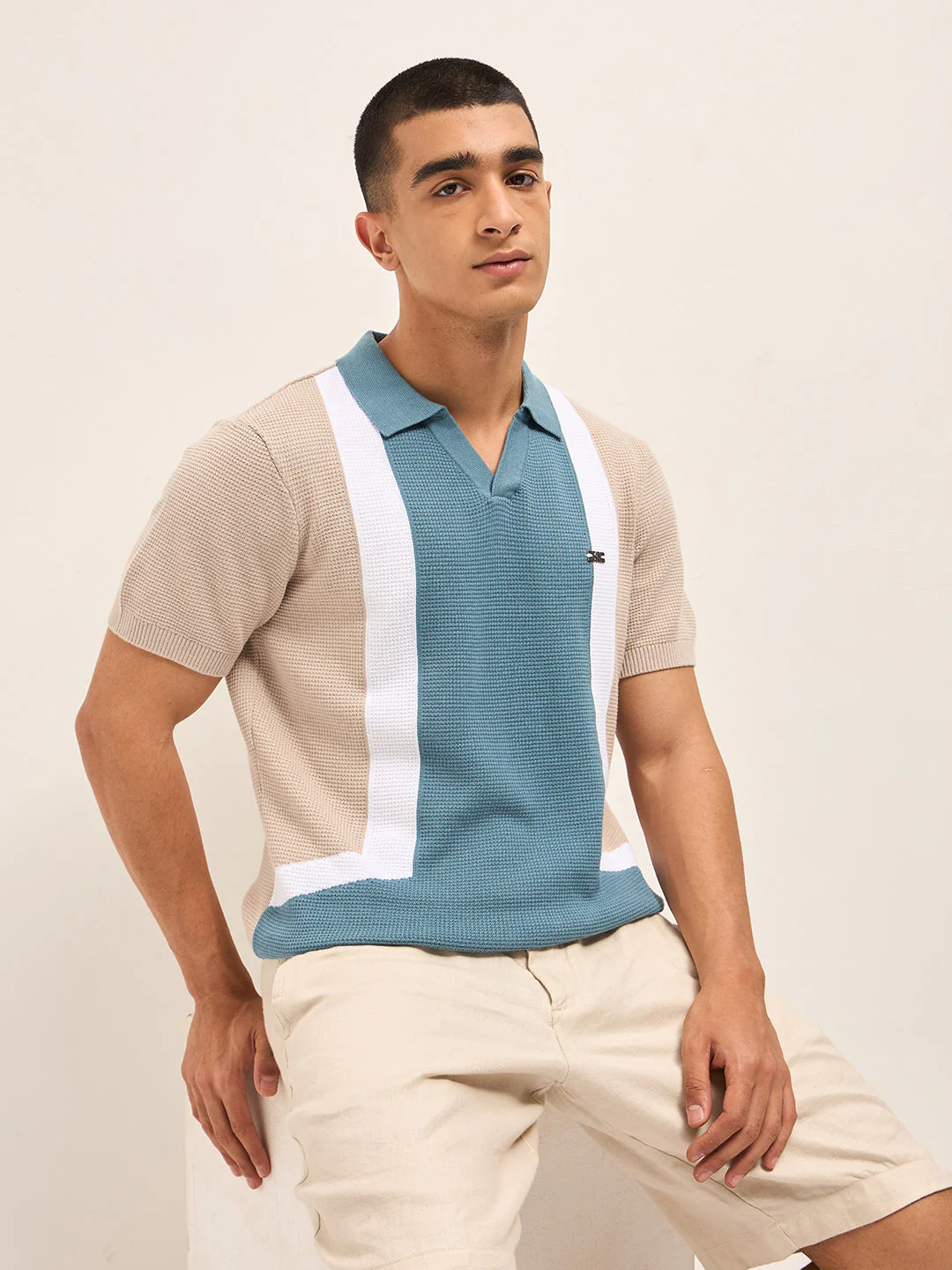 Men Multi-Color Colorblock Polo T-Shirt - Image 5