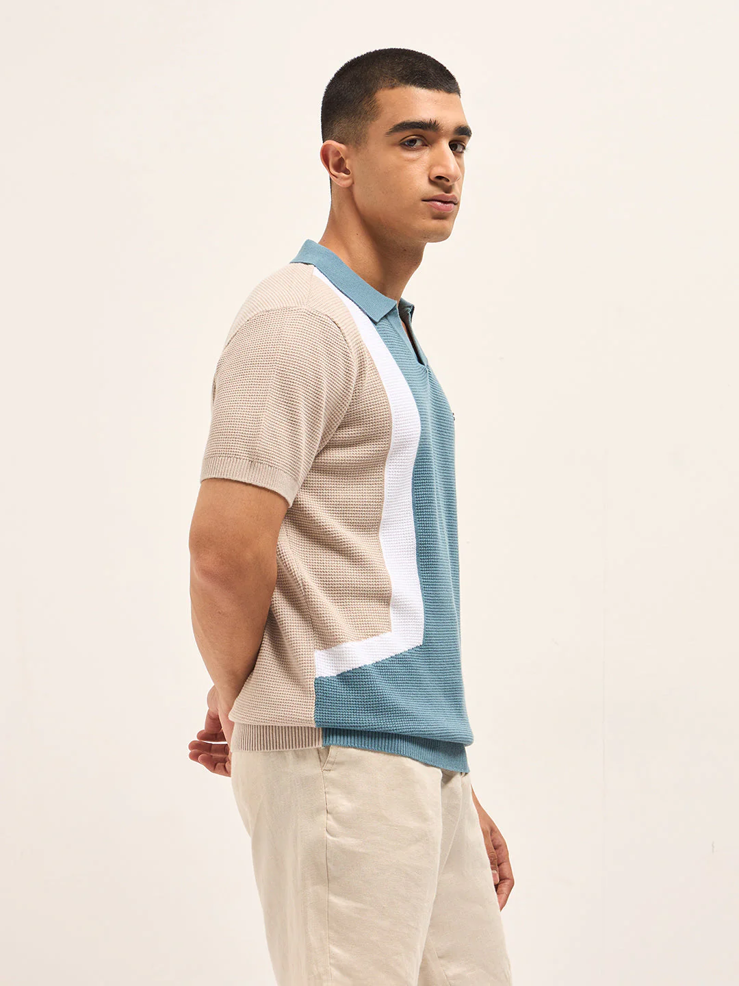 Men Multi-Color Colorblock Polo T-Shirt - Image 7