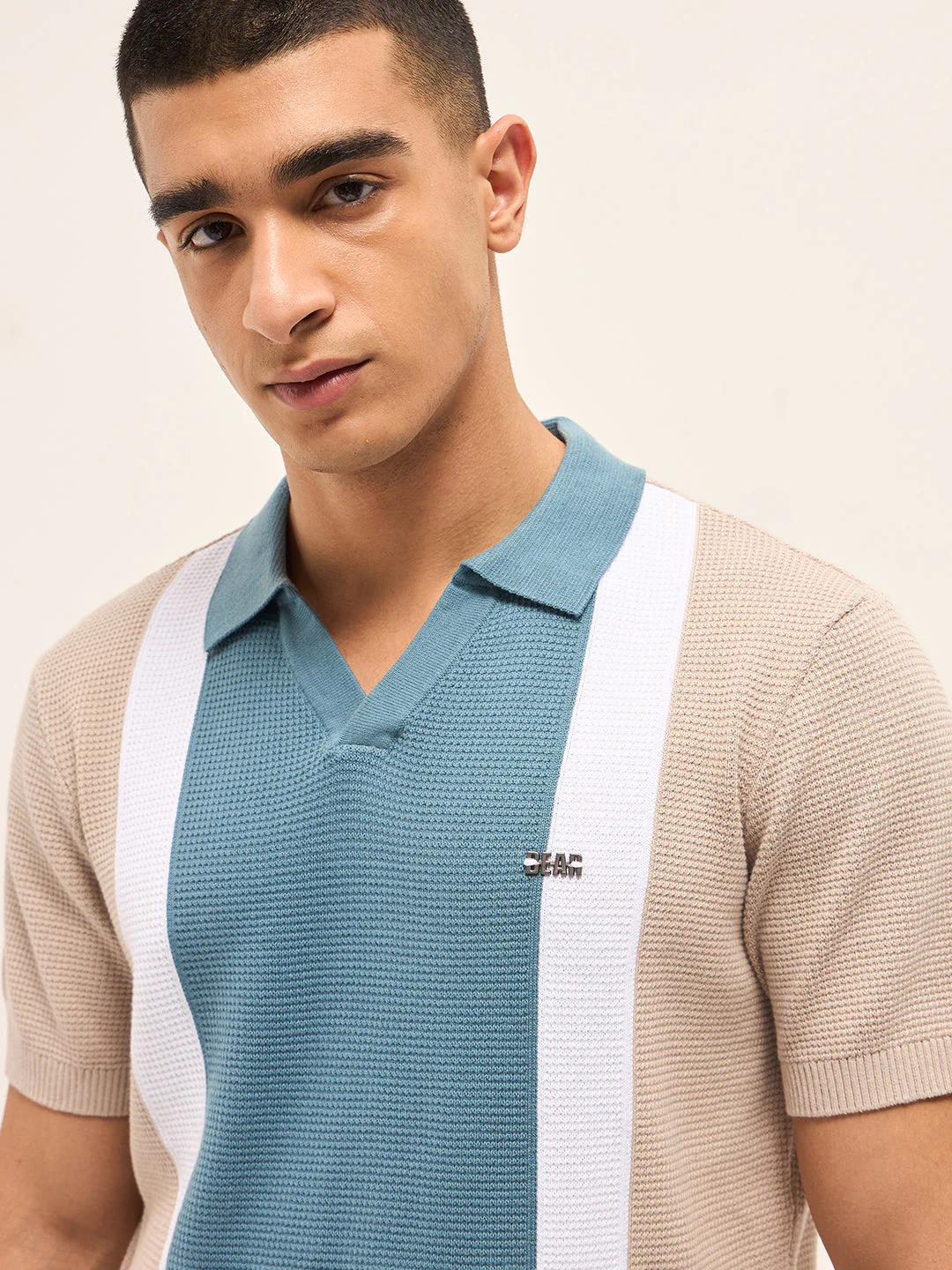Men Multi-Color Colorblock Polo T-Shirt - Image 9