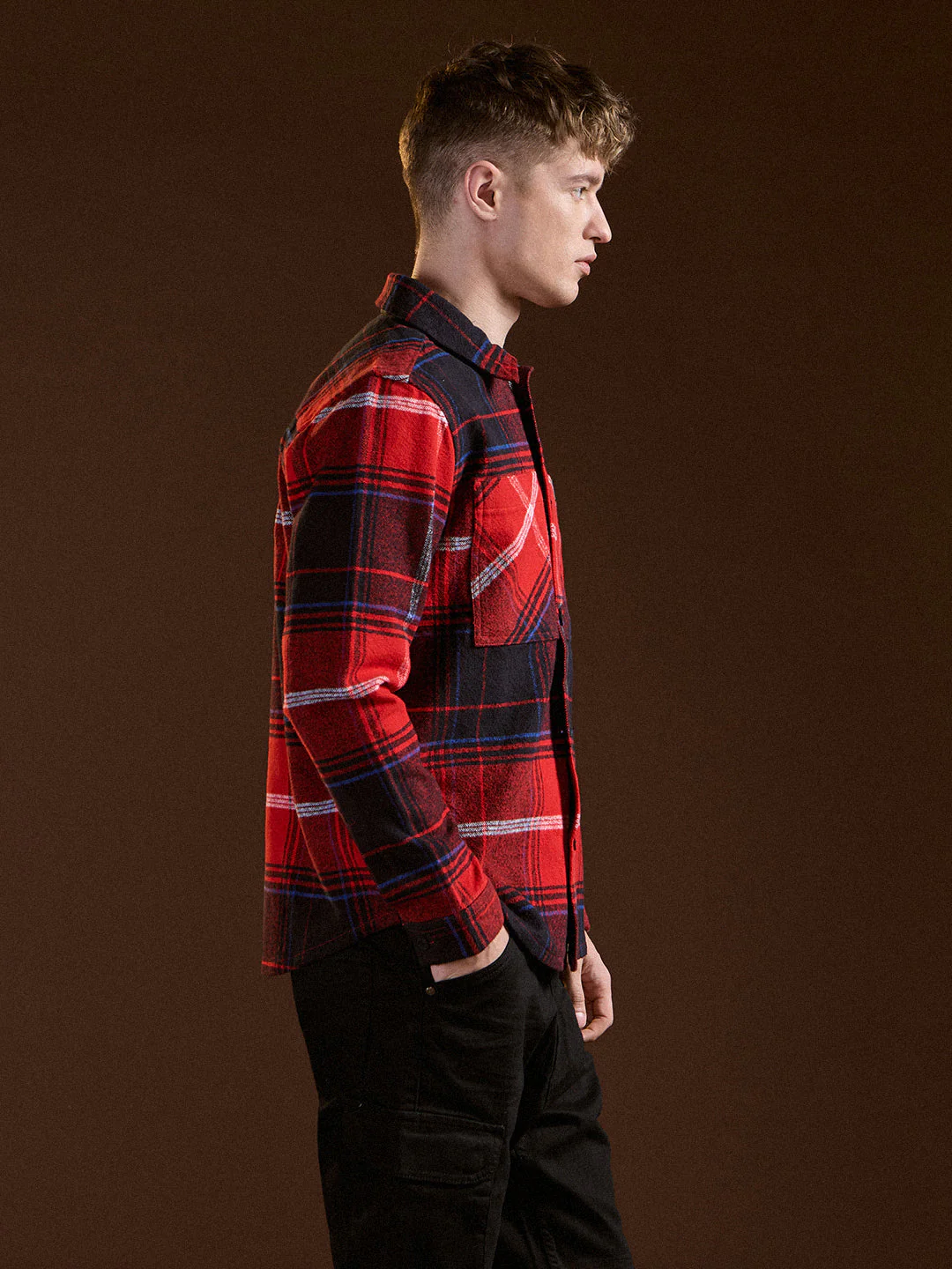 Men Multi-Color Flannel Checked Regular Fit Overshirt - Image 3