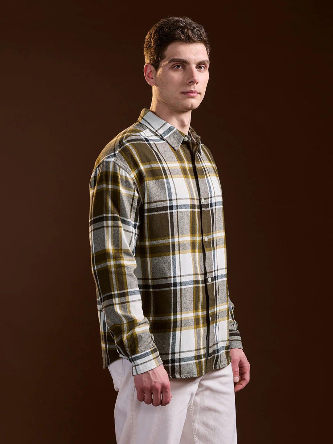 Men Multi-Color Flannel Checked Relax Fit Overshirt - Image 3