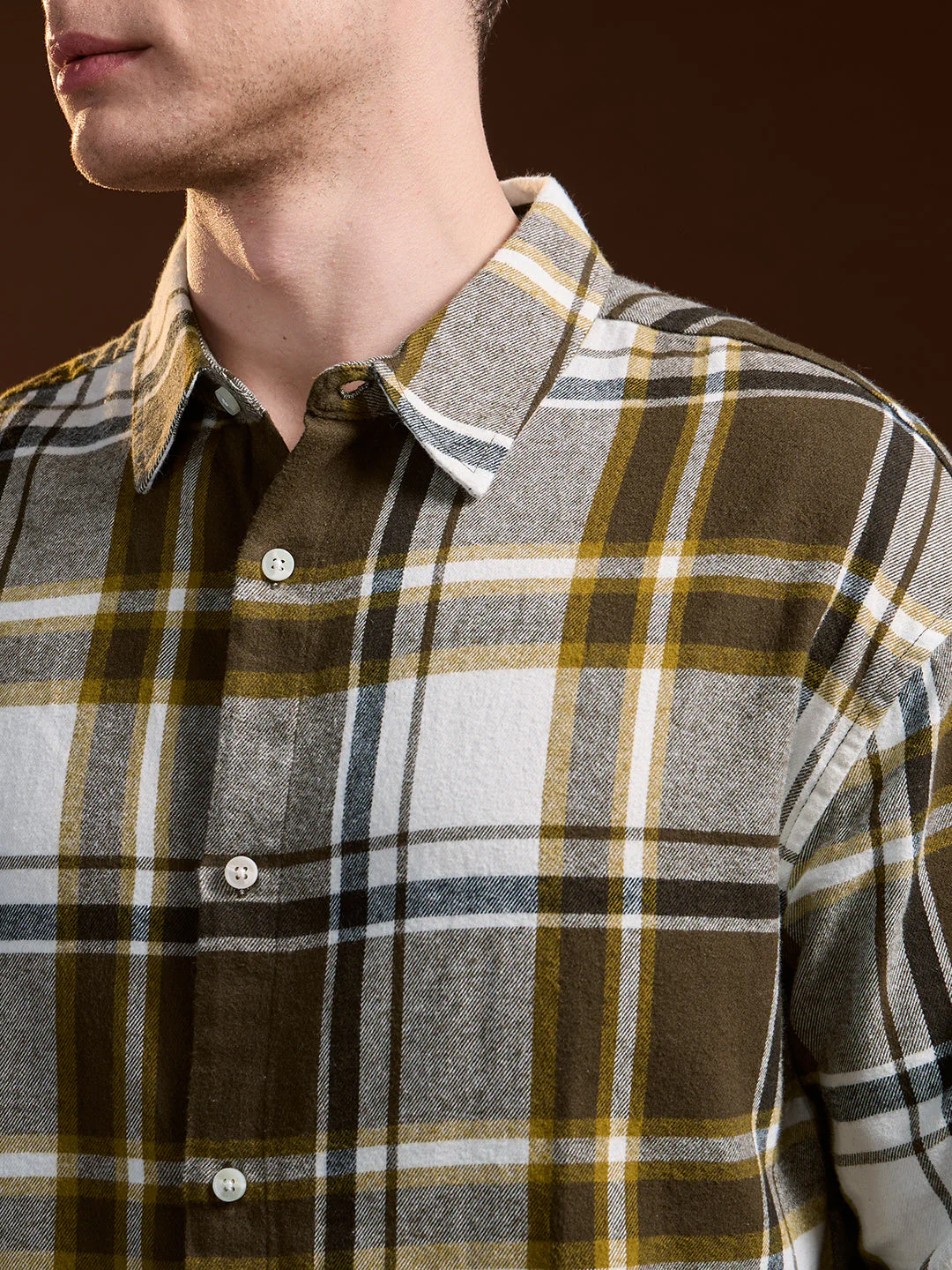 Men Multi-Color Flannel Checked Relax Fit Overshirt - Image 5