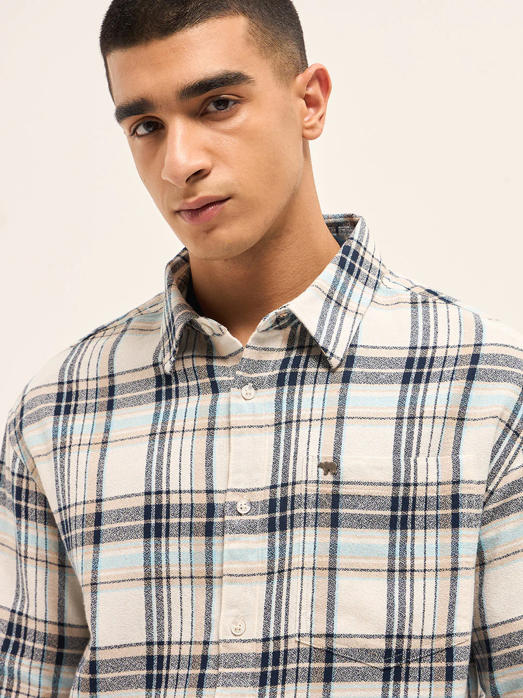 Men Multi-Color Flannel Checked Relaxed Fit Overshirt - Image 5